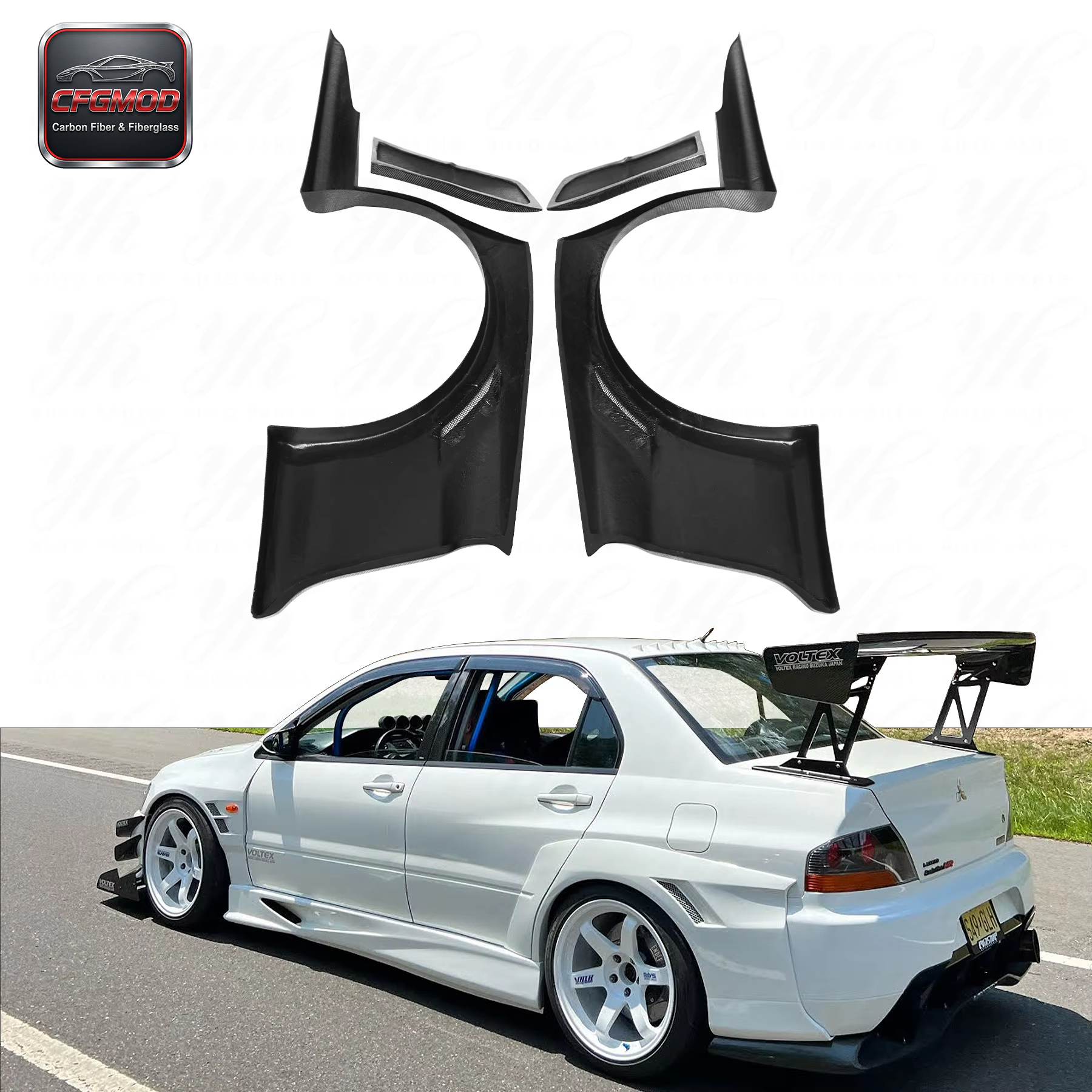 Brand Black FRP Carbon Fiber 2006-2007 Mitsubishi EVO 8 9 VC VTX Cyber Rear Over Fender — 5