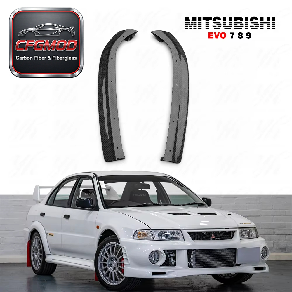 Black High Polished Gloss Finished 2001-2005 EVO 7 EVO 8 EVO 9 JDM Rear Bumper DAMD Extension Spats Carbon Fiber — 1
