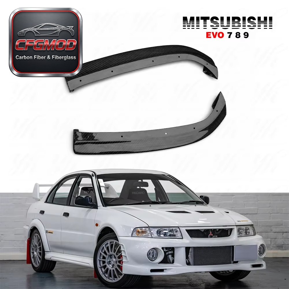 Black High Polished Gloss Finished 2001-2005 EVO 7 EVO 8 EVO 9 JDM Rear Bumper DAMD Extension Spats Carbon Fiber — 2