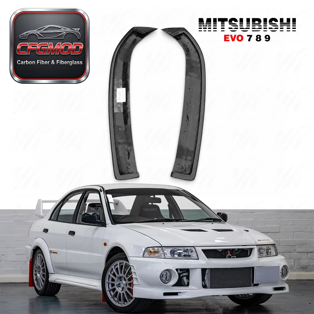 Black High Polished Gloss Finished 2001-2005 EVO 7 EVO 8 EVO 9 JDM Rear Bumper DAMD Extension Spats Carbon Fiber — 3