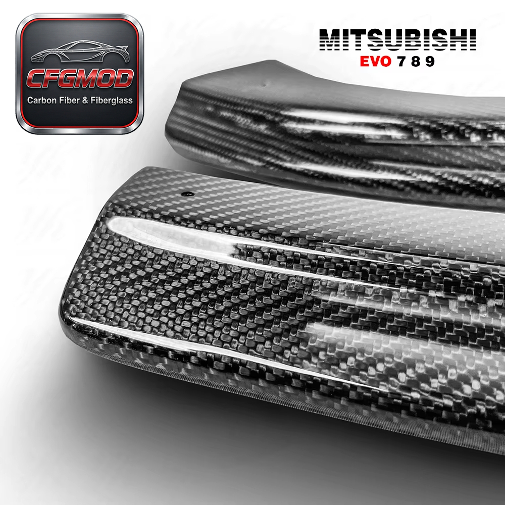 Black High Polished Gloss Finished 2001-2005 EVO 7 EVO 8 EVO 9 JDM Rear Bumper DAMD Extension Spats Carbon Fiber — 4