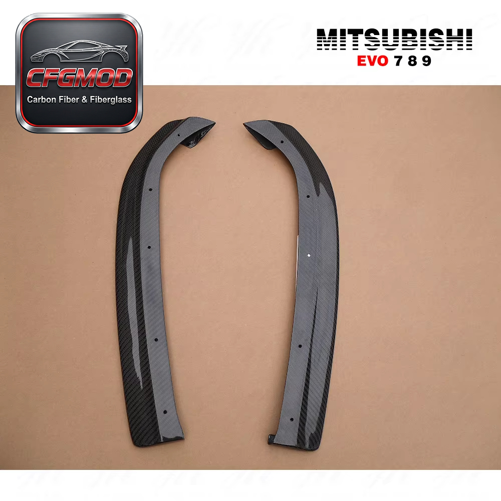 Black High Polished Gloss Finished 2001-2005 EVO 7 EVO 8 EVO 9 JDM Rear Bumper DAMD Extension Spats Carbon Fiber — 5