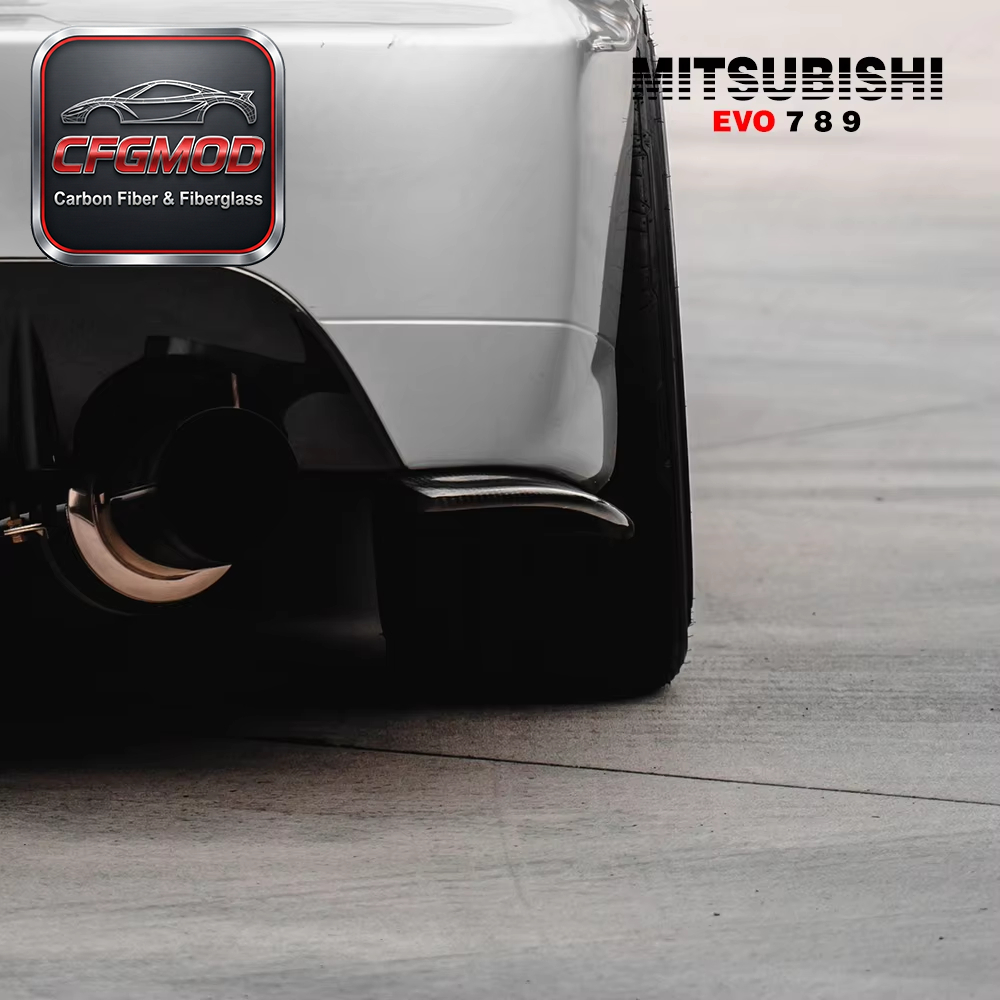 Black High Polished Gloss Finished 2001-2005 EVO 7 EVO 8 EVO 9 JDM Rear Bumper DAMD Extension Spats Carbon Fiber — 10