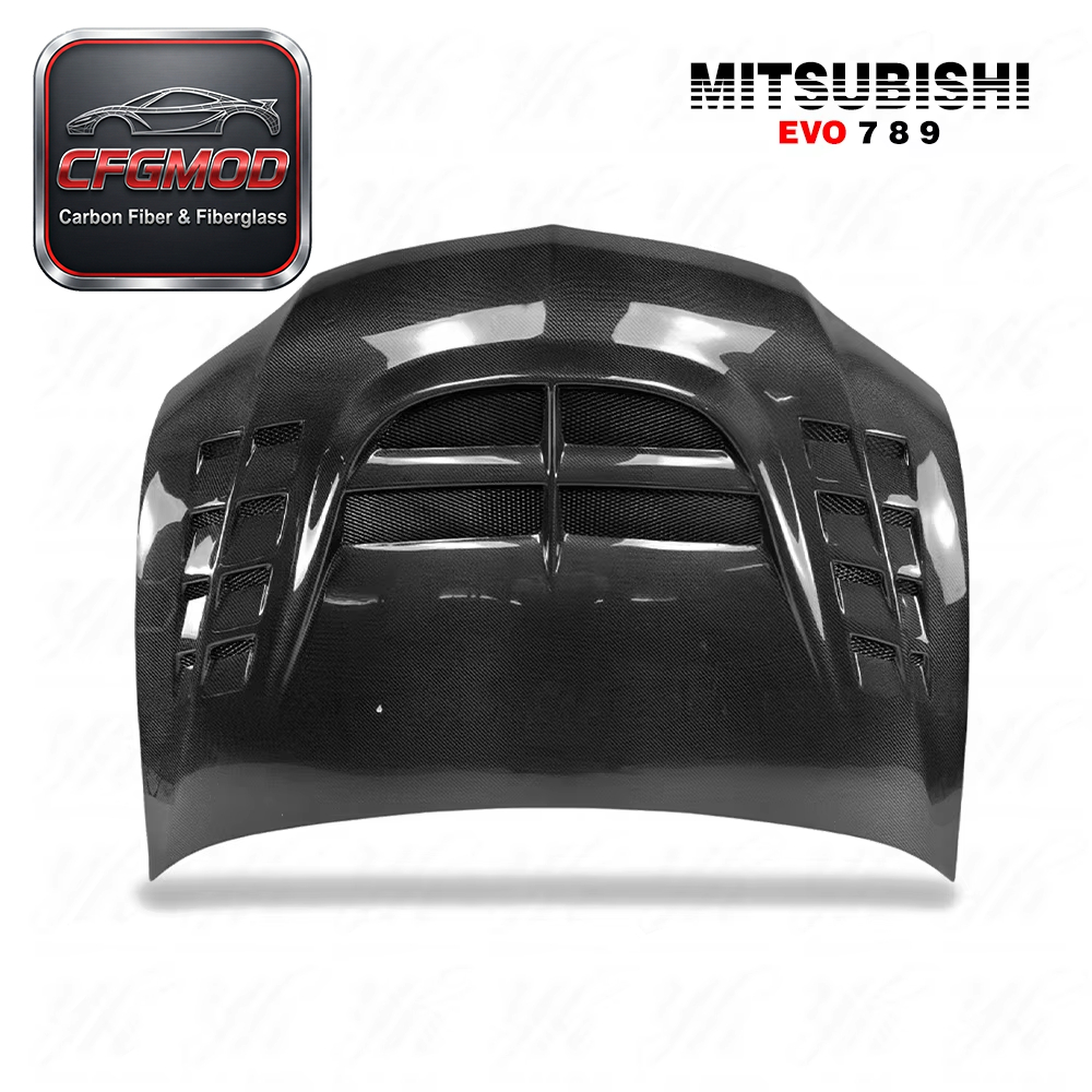 CF Carbon Fiber Hood Bonnet for 2003-2007 Evolution Evo 8 9 VTX Cyber Style — 2