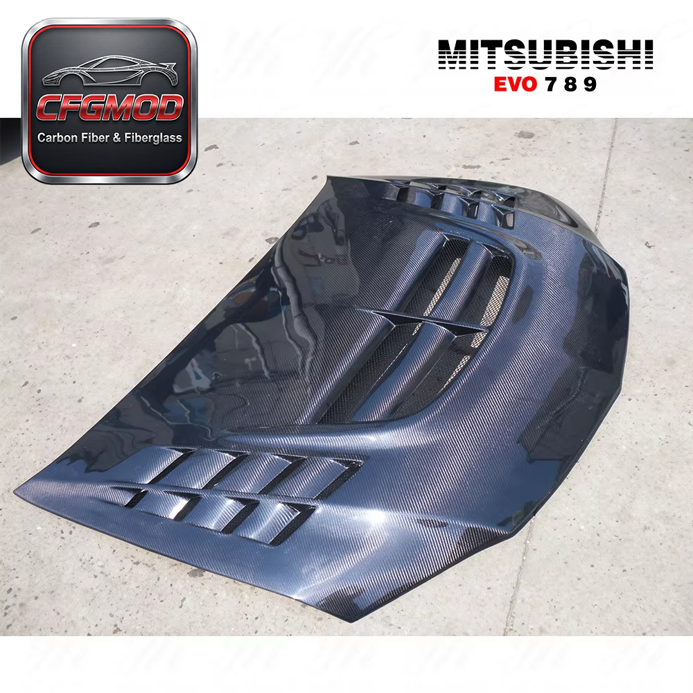 CF Carbon Fiber Hood Bonnet for 2003-2007 Evolution Evo 8 9 VTX Cyber Style — 6