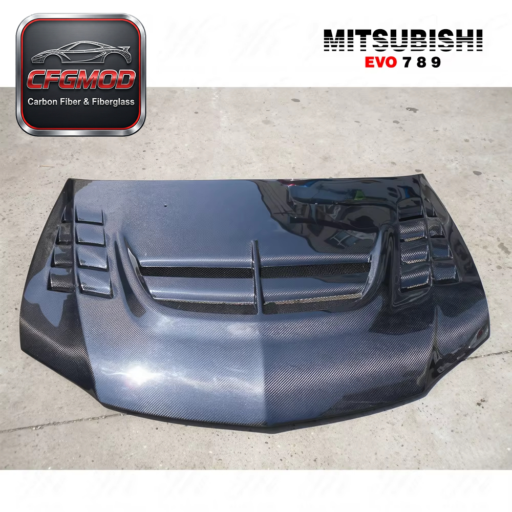 CF Carbon Fiber Hood Bonnet for 2003-2007 Evolution Evo 8 9 VTX Cyber Style — 7
