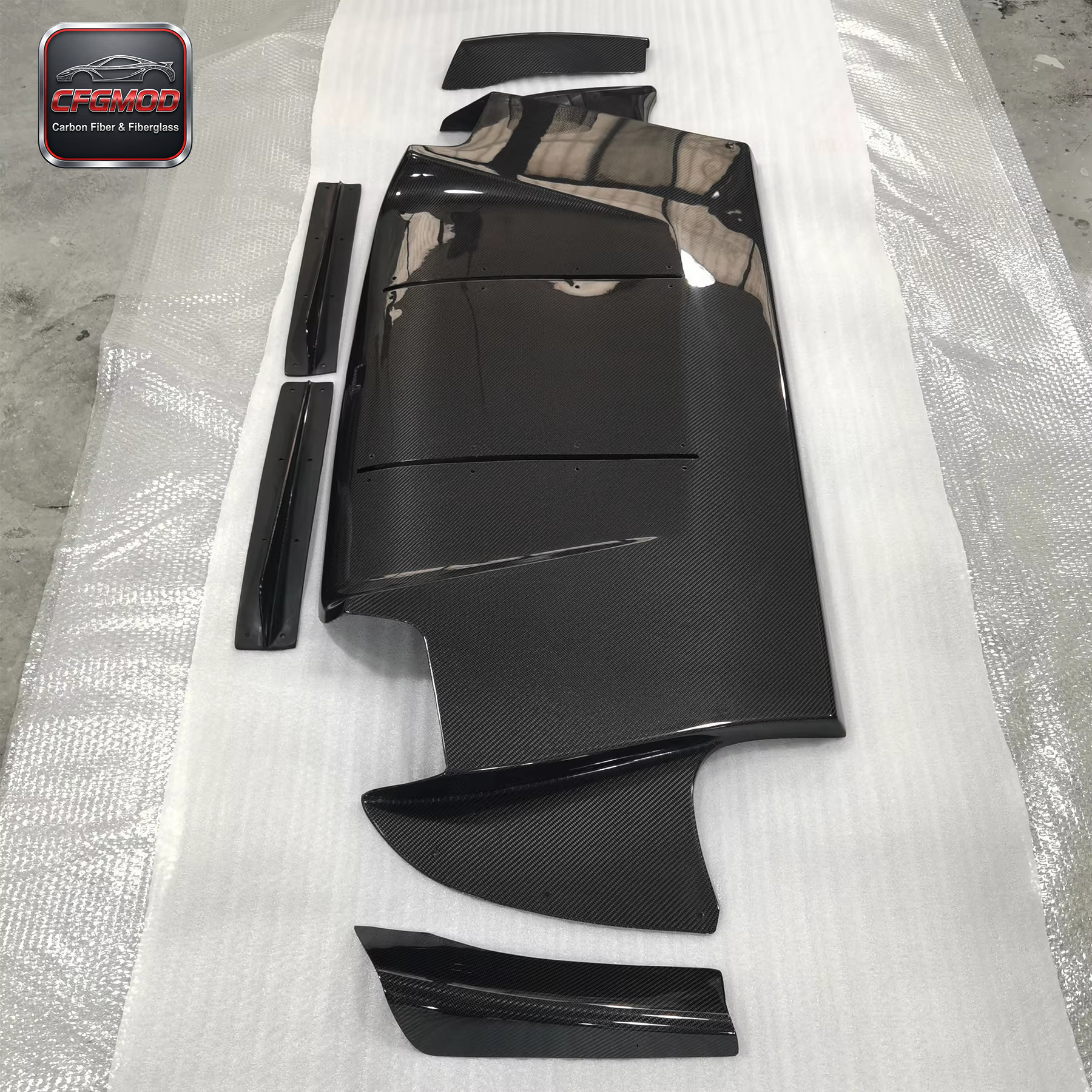 5pcs CF Carbon Fiber Rear Diffuser with Fitting Kits for LANCER EVOLUTION EVO 9 VS Body Parts — 5