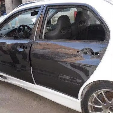 Carbon Fiber EVO 8 9 VC Rear and Front Door 4pcs for Mitsubishi Lancer GRB STI Model Black — 3