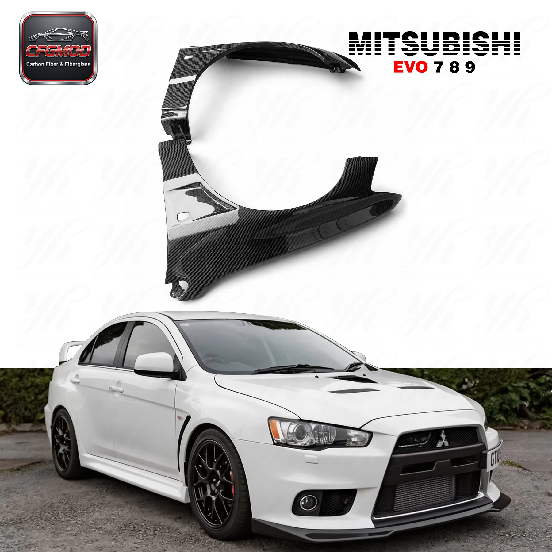 5PCS Voltex Style Carbon Fiber Rear Diffuser with Fitting Kits for Mitsubishi Lancer Evolution EVO 9 IX CT9A Bodykit — 2