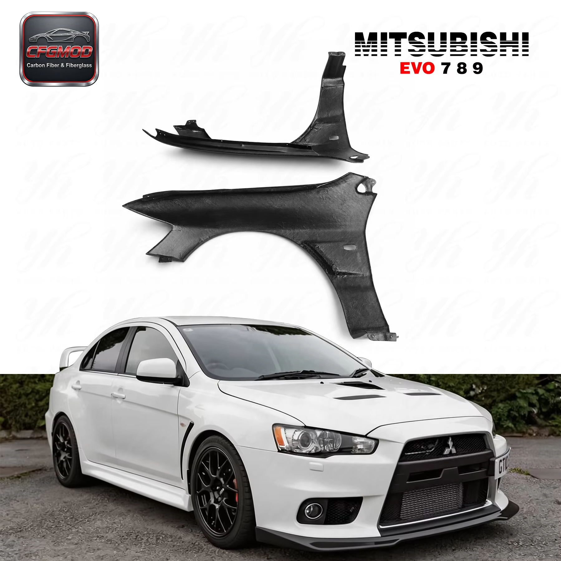 5PCS Voltex Style Carbon Fiber Rear Diffuser with Fitting Kits for Mitsubishi Lancer Evolution EVO 9 IX CT9A Bodykit — 4