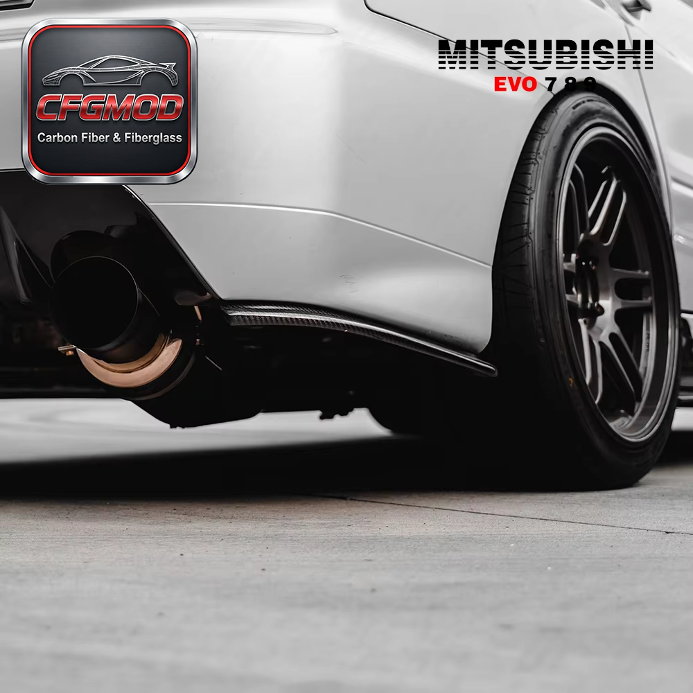 Rear Bumper Extensions Spat Addon Carbon Fiber for Evolution Evo 7 8 9 JDM Damd Style — 9
