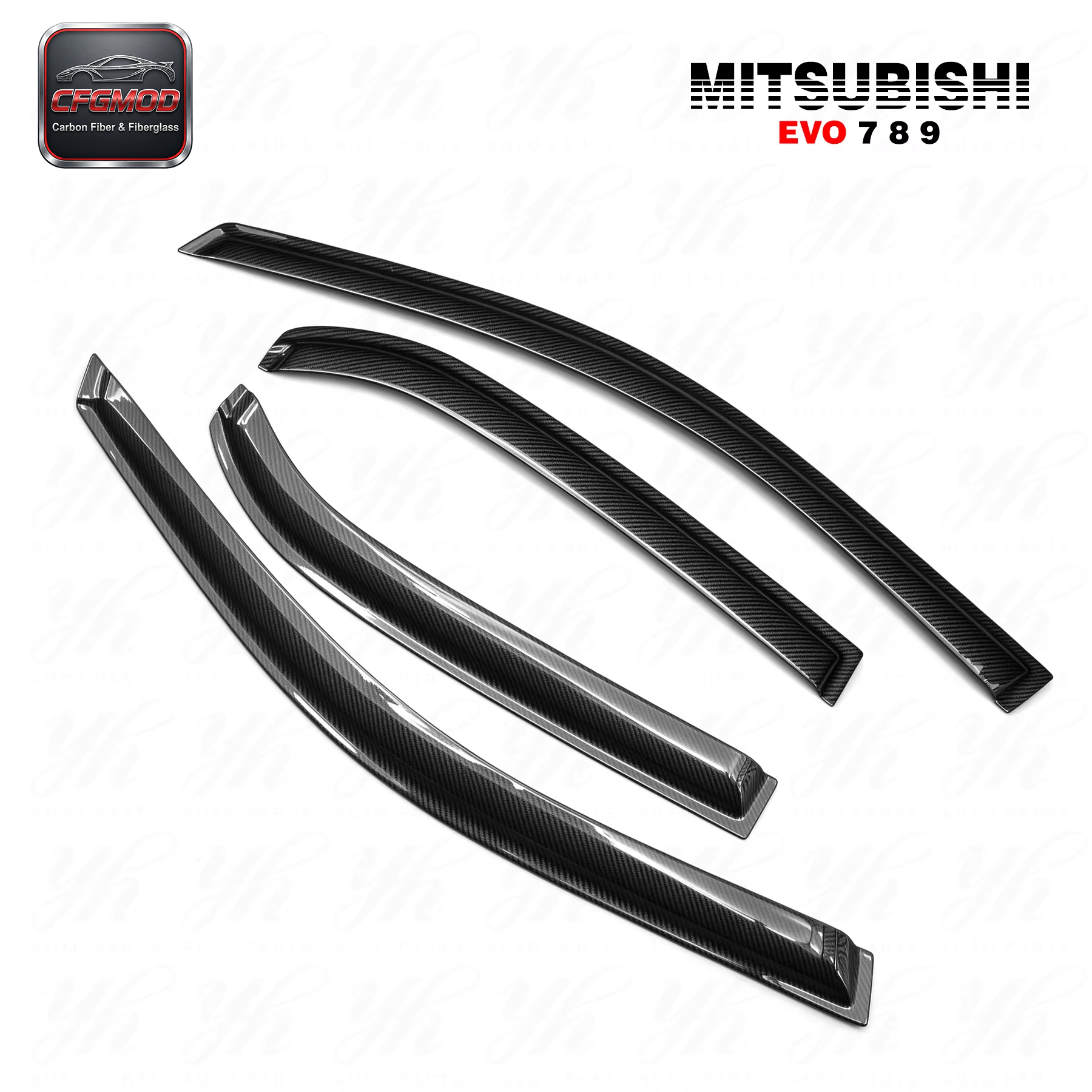 For 2001-2007 Lancer Evolution 7-9 EVO 7 8 9 Wind Deflector Window Visor Carbon Fiber — 1