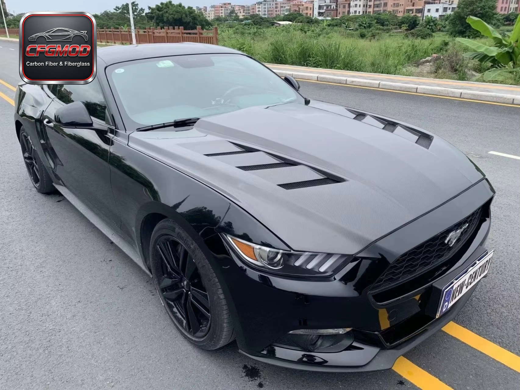 AC Style Carbon Fiber Rear Bumper Lip Diffuser for 2015-2017 Ford Mustang Tuning Parts — 4
