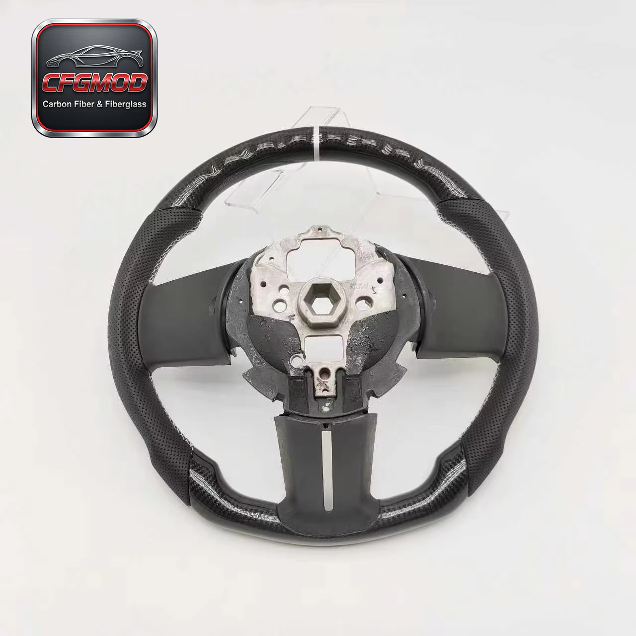 For Mustang Modified Carbon Fiber Pattern Steering Wheel 10-14 Model Upgrade Interior Various Textures OLIVER — 3