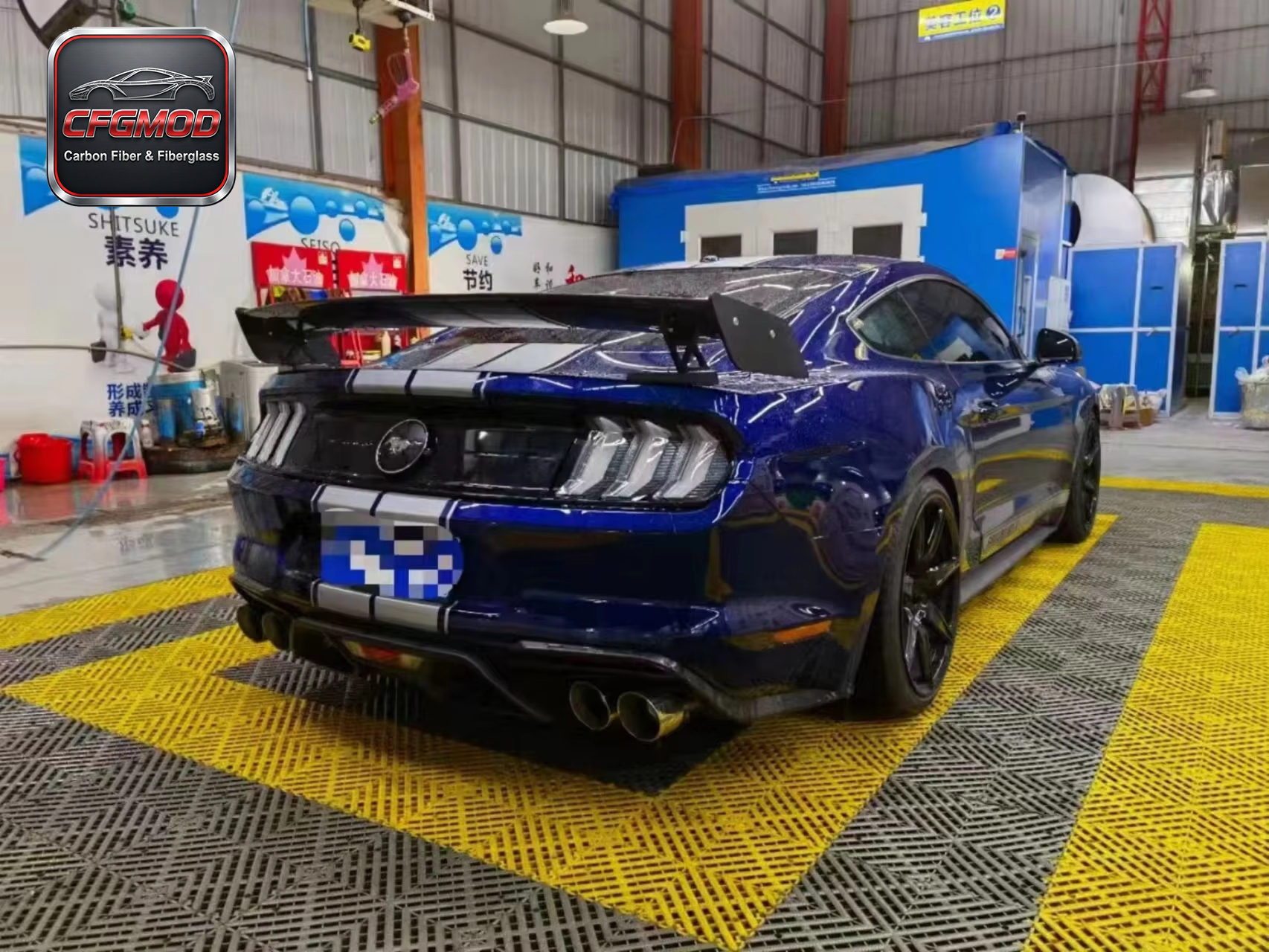 GT500 Style Carbon Fiber L-Bracket Rear Trunk Spoiler Wing for 2015-2023 Ford Mustang Tuning Parts — 1