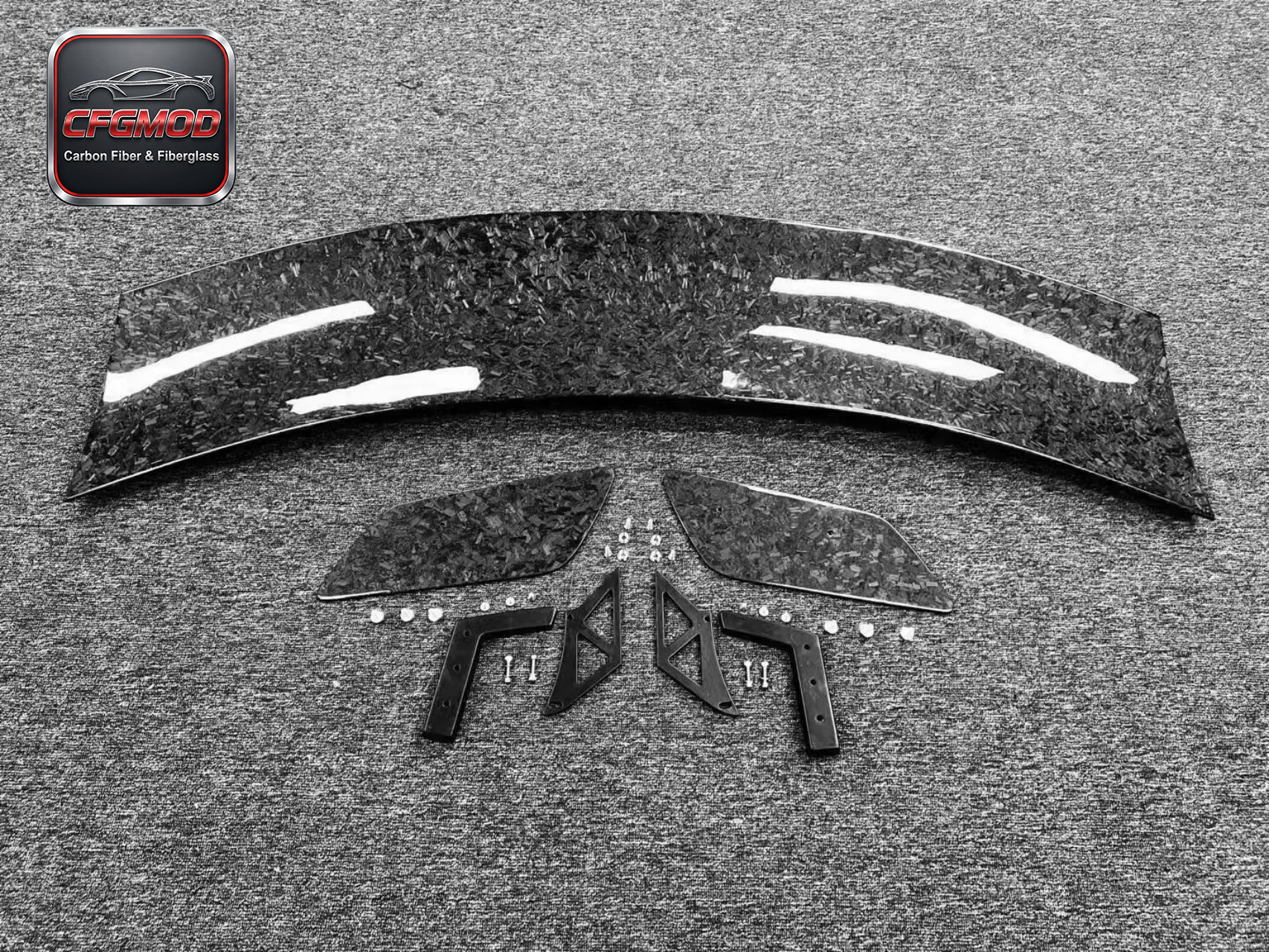 GT500 Style Carbon Fiber L-Bracket Rear Trunk Spoiler Wing for 2015-2023 Ford Mustang Tuning Parts — 8