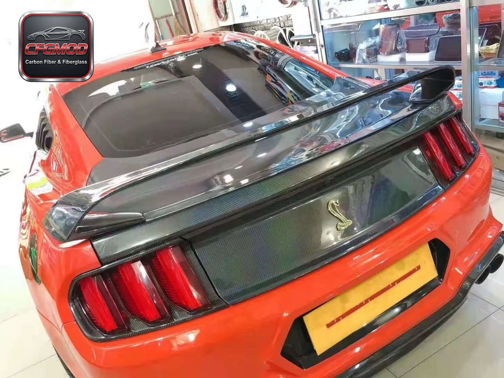 Aerodynamic GT500 Style Carbon Fiber Rear Spoiler Wing for 2015-2023 Ford Mustang — 1