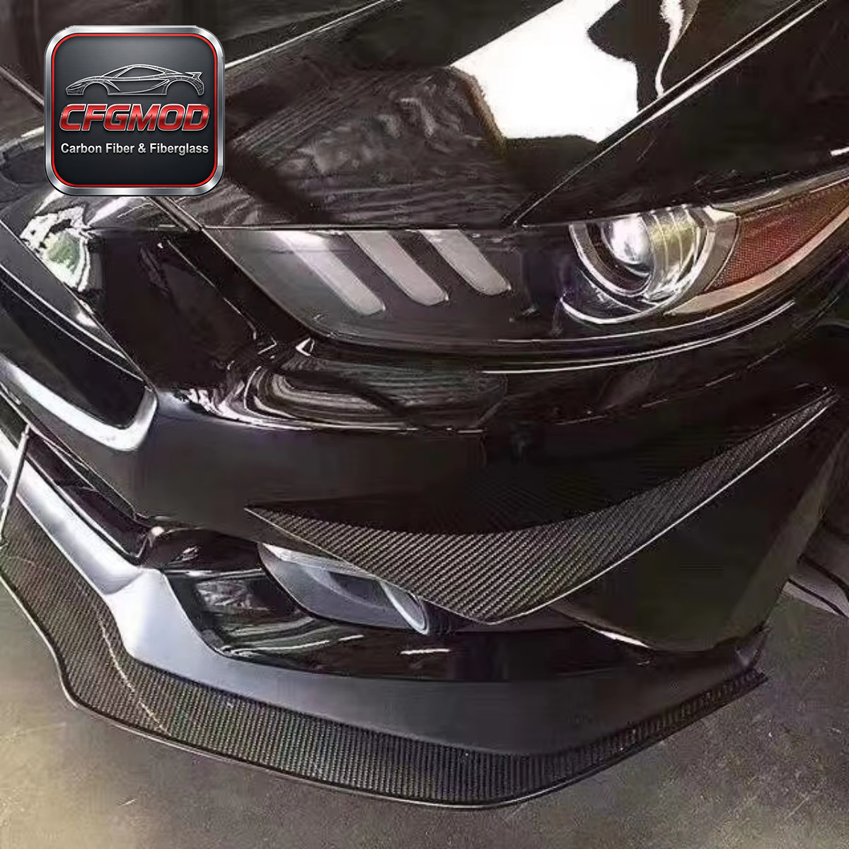 Carbon Fiber APR Design Front Winglets Bumper Splitter Fins for Ford Mustang 2015-2017 Accessories — 1
