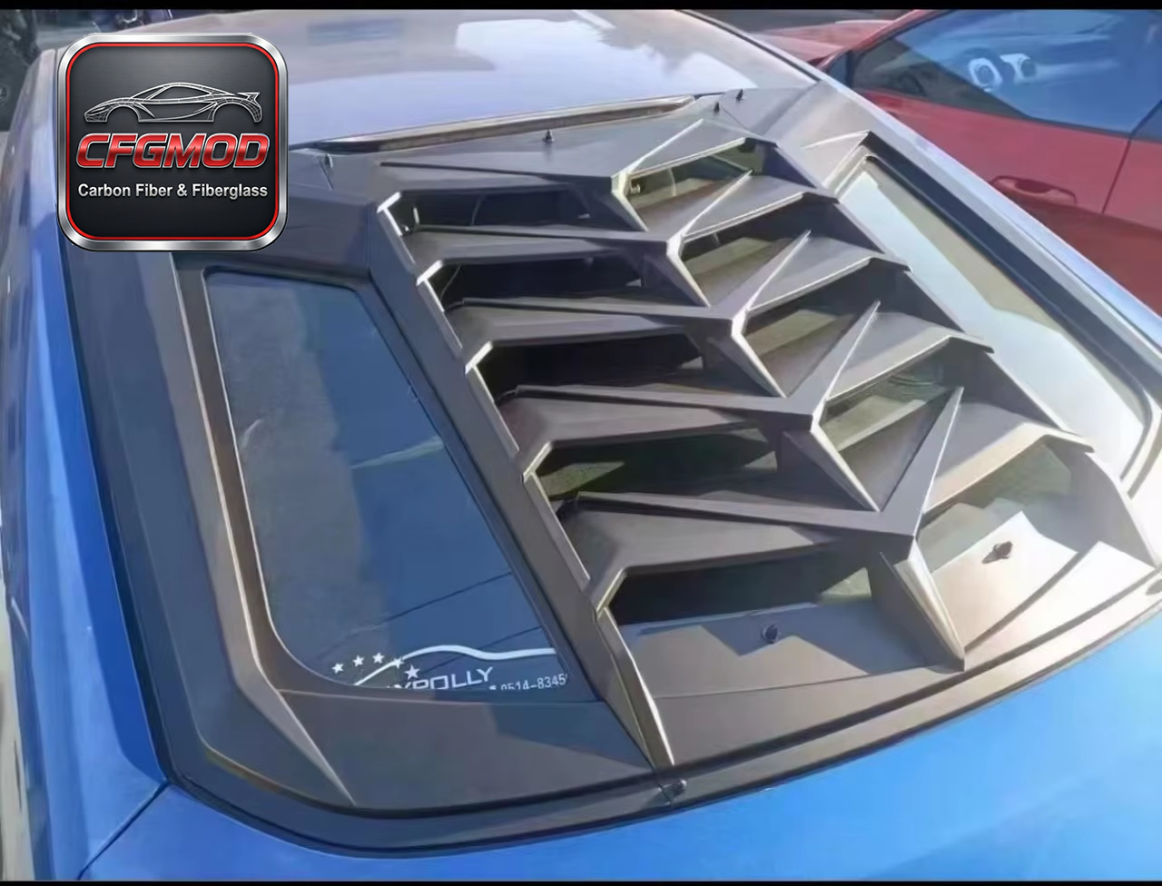 Gloss Black ABS Rear Windshield Louver Sun Shade Cover for 2015-2023 Ford Mustang Tuning Parts — 7