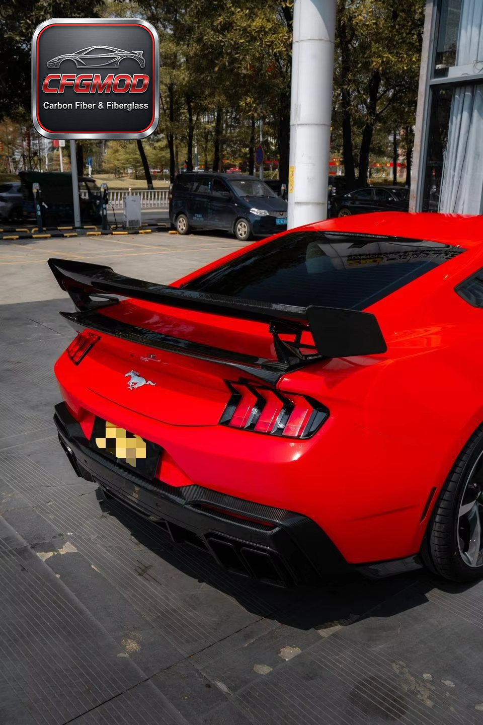 SC Style Dry Carbon Fiber Replacement Rear Diffuser with Exhaust Tips for 2024+ Ford Mustang S650 — 4