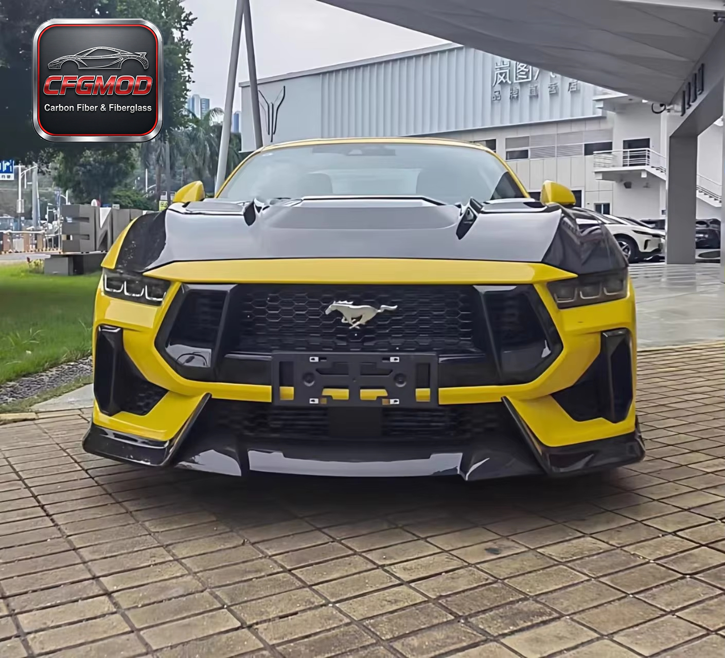 Carbon Fiber Front Bumper Fog Light Vent Cover Trim for 2024+ Ford Mustang S650 — 2