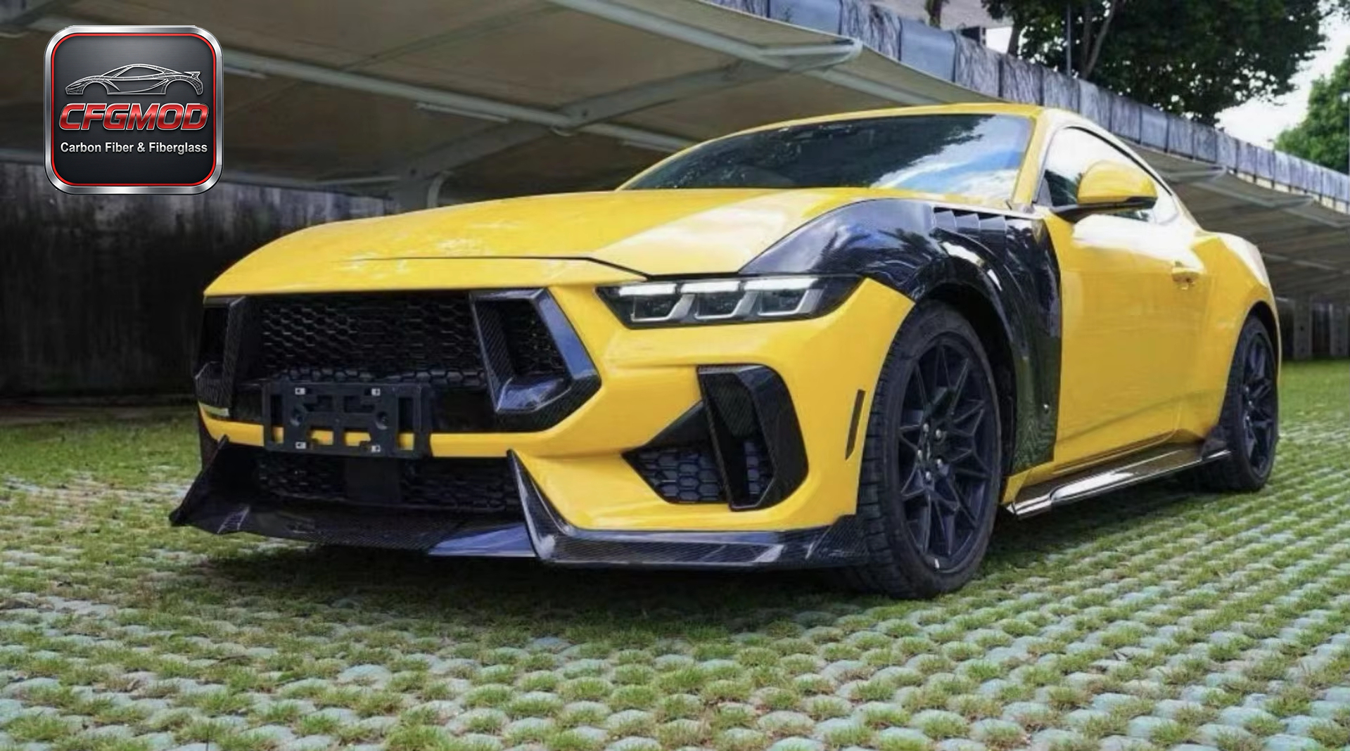 Carbon Fiber Front Bumper Grille Frame Insert for 2024+ Ford Mustang S650 Tuning Parts — 1