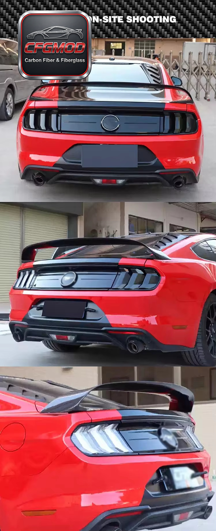 For Ford Mustang GT350 Carbon Fiber Rear Wing Spoiler Aero — 3