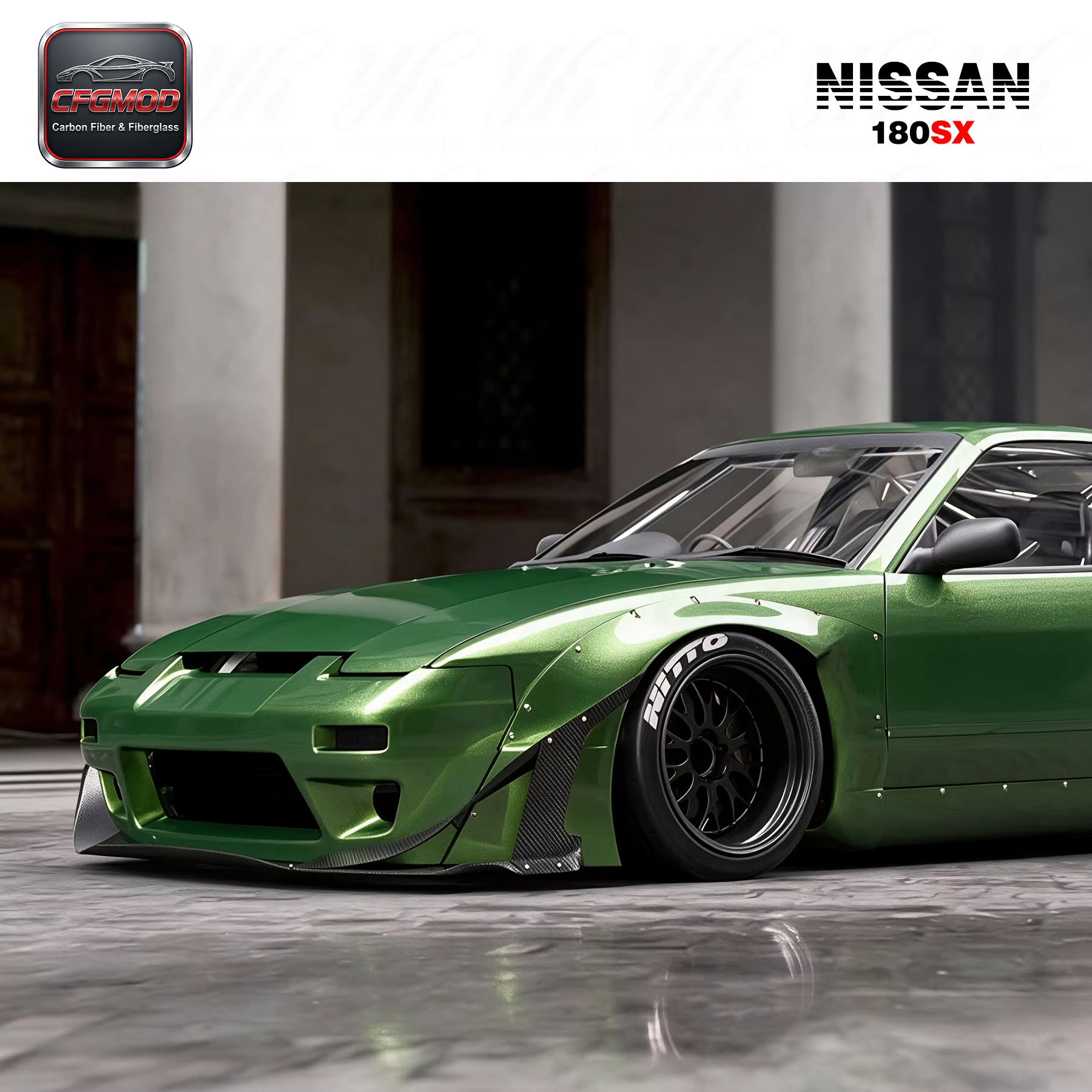 Glass Fiber FRP for Car Styling 1989-1994 180SX RPS13 RB Rocket Bunny RB V2 Front Bumper Lip Splitter — 1