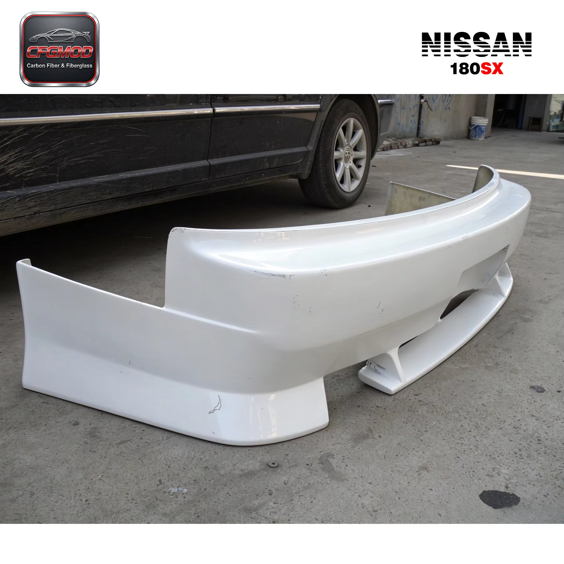 New 180SX VQ Car Accessory FRP Glass Fiber Rear Bumper with CF Carbon Fiber Condition Excellent — 10