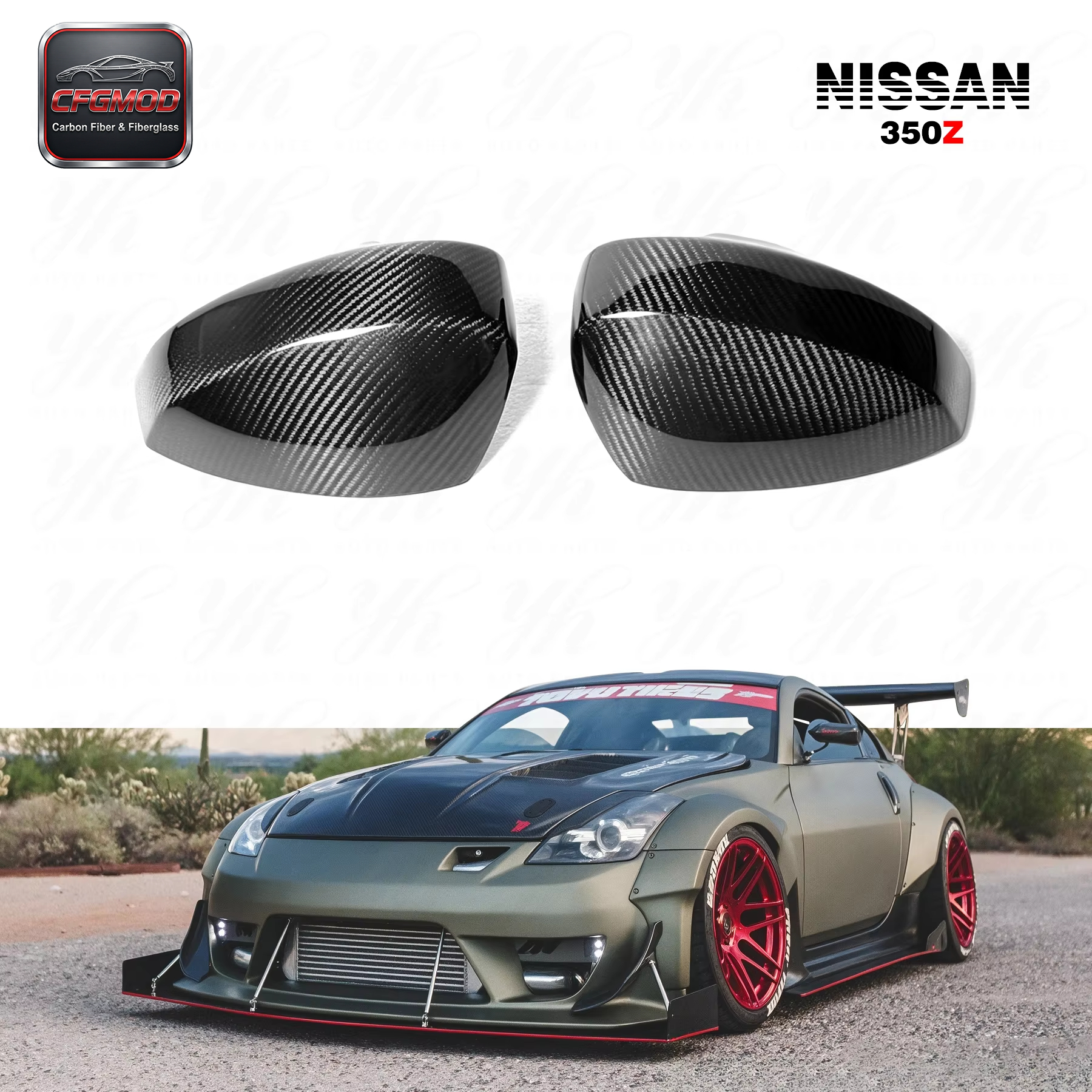 Carbon Fiber CF SIDE MIRROR COVER for 350Z Z33 FAIRLADY New Coming Bodykit — 1