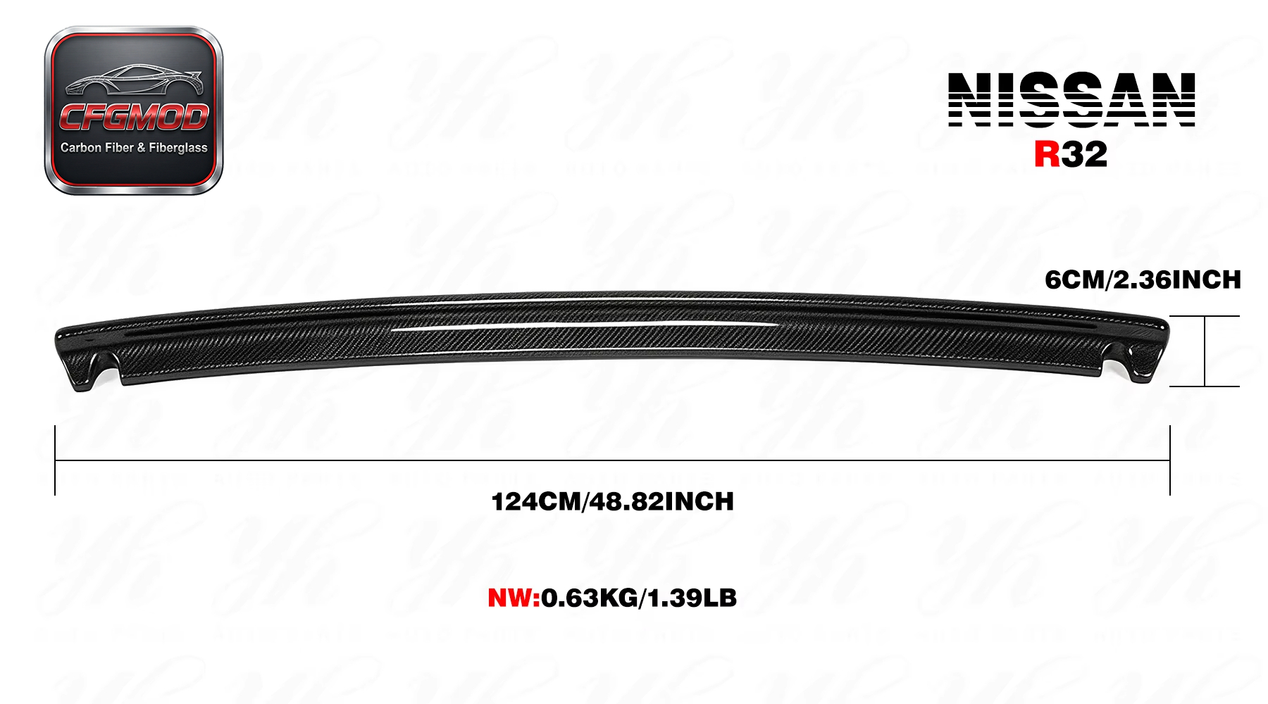 NI Style Carbon Fiber Rear Bootlid Trunk Lip Spoiler Wing for 1989-1994 Skyline R32 GTS/GTR — 1