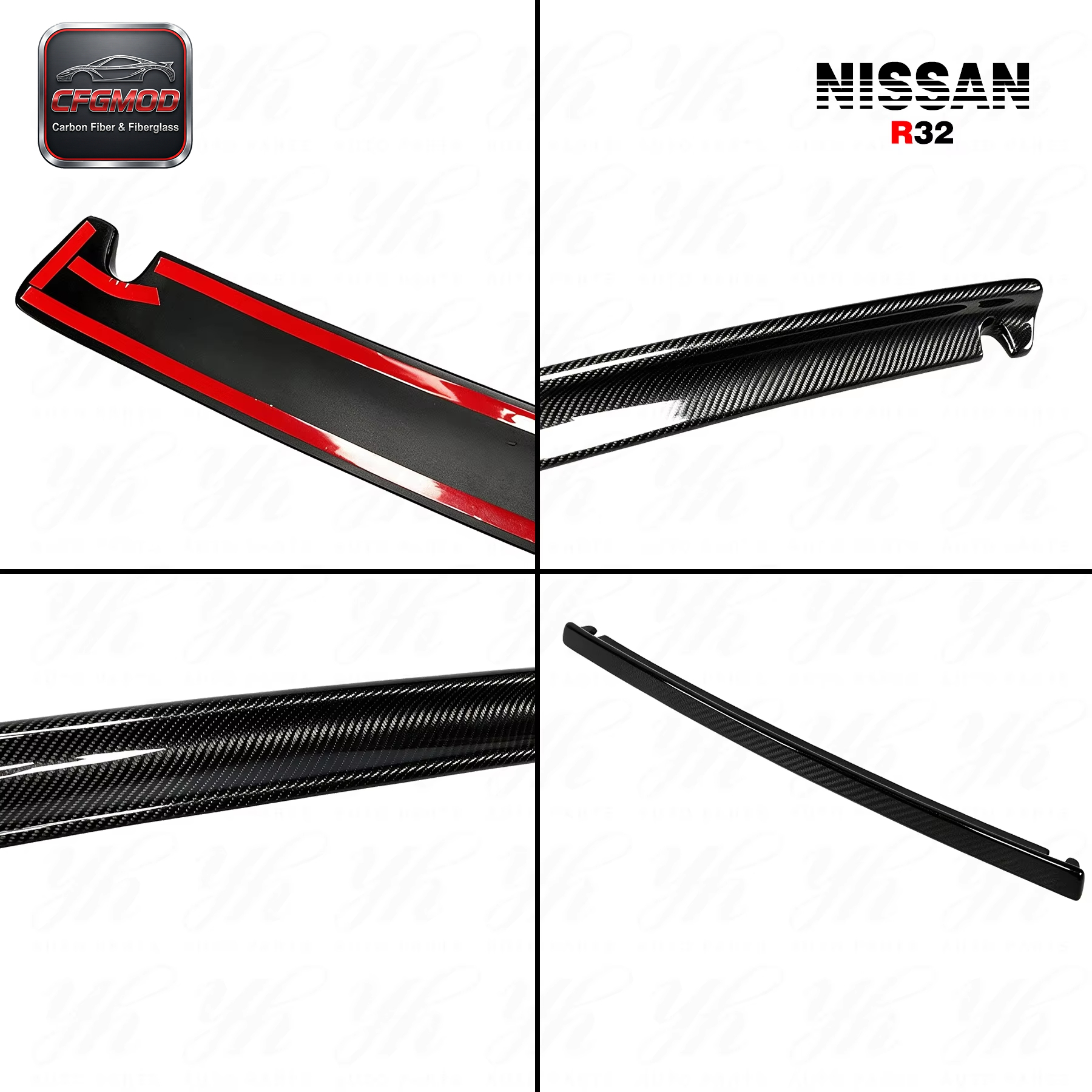 NI Style Carbon Fiber Rear Bootlid Trunk Lip Spoiler Wing for 1989-1994 Skyline R32 GTS/GTR — 3