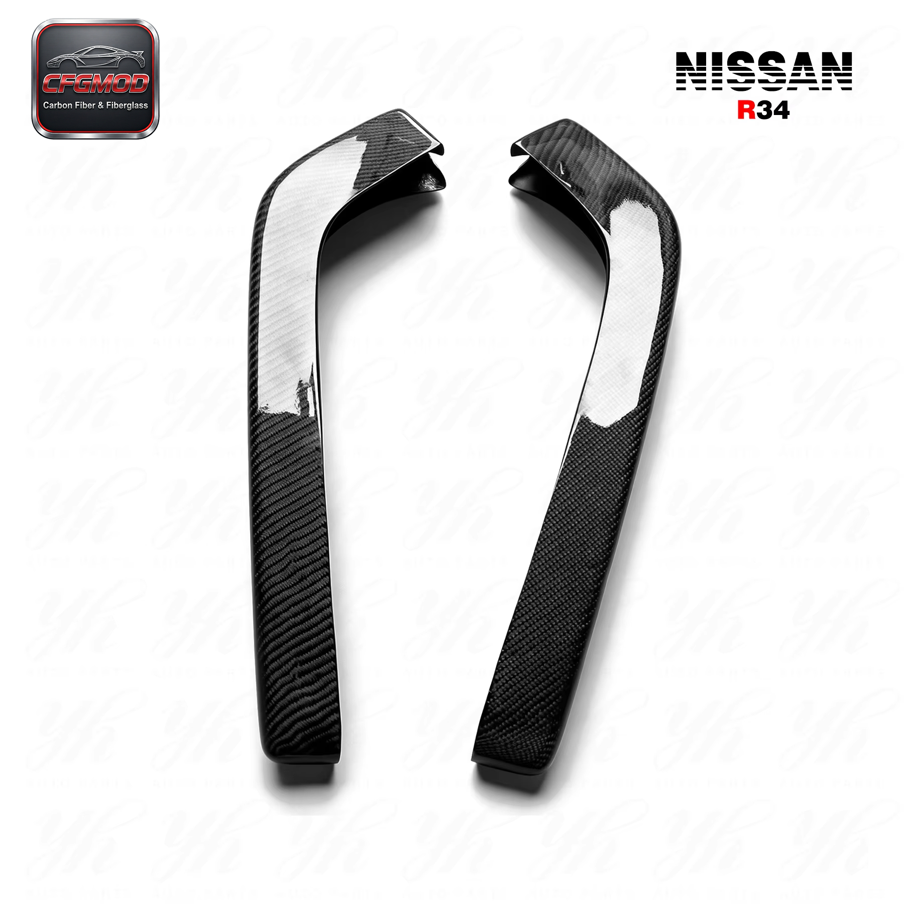 High Quality Black for 1999-2002 Skyline R34 GTR Nism NI Style Carbon Fiber Rear Spats 100% Fitment — 2