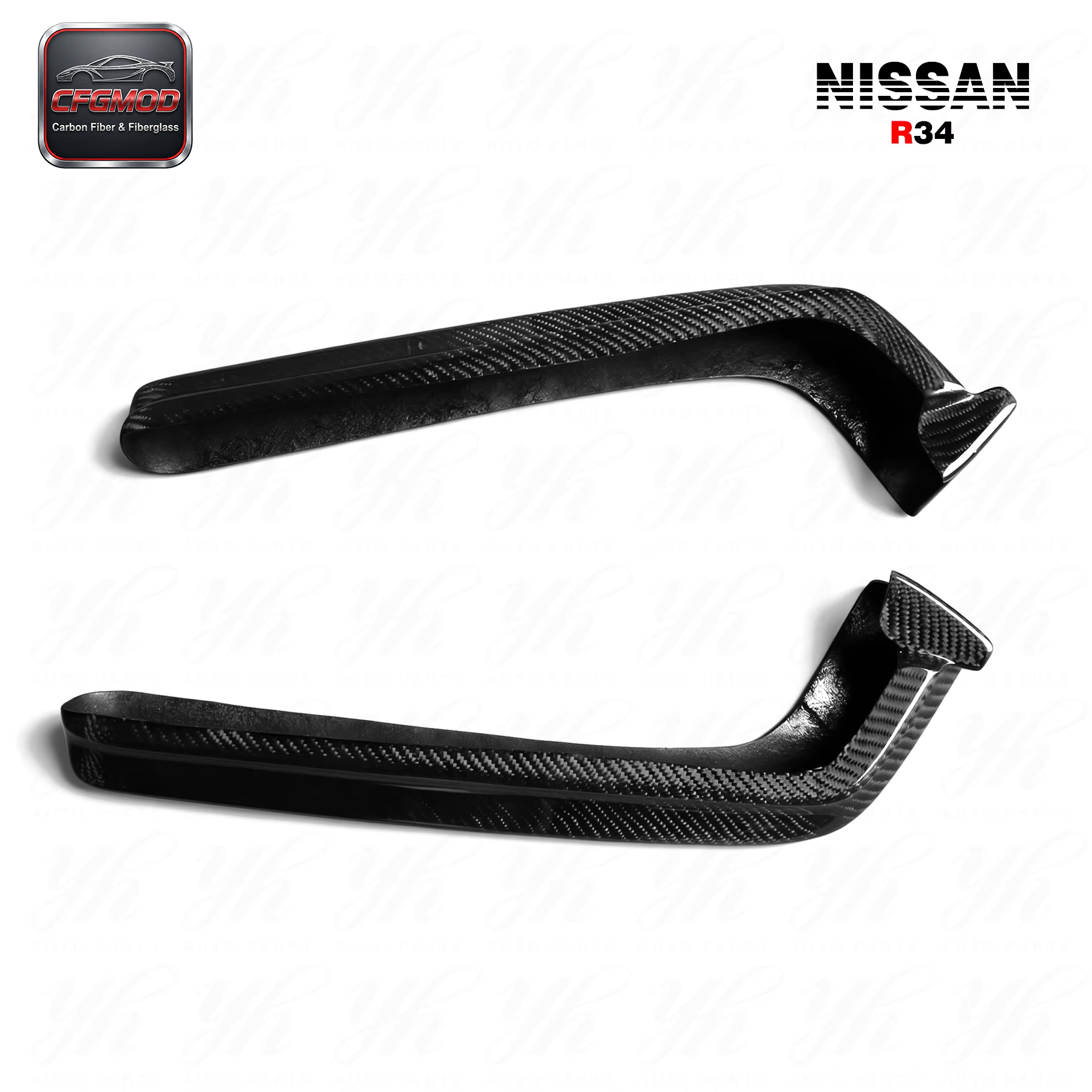 High Quality Black for 1999-2002 Skyline R34 GTR Nism NI Style Carbon Fiber Rear Spats 100% Fitment — 3