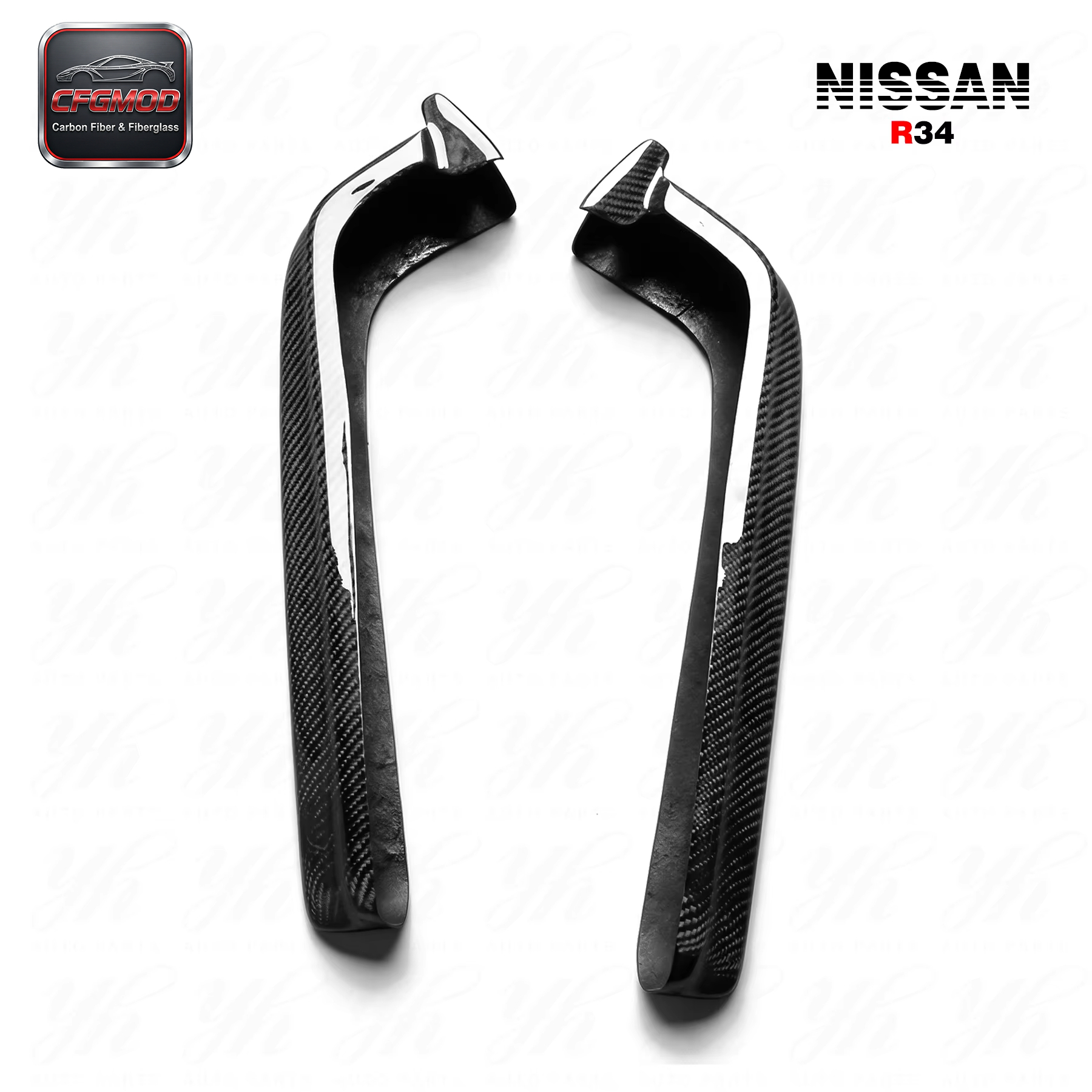 High Quality Black for 1999-2002 Skyline R34 GTR Nism NI Style Carbon Fiber Rear Spats 100% Fitment — 4