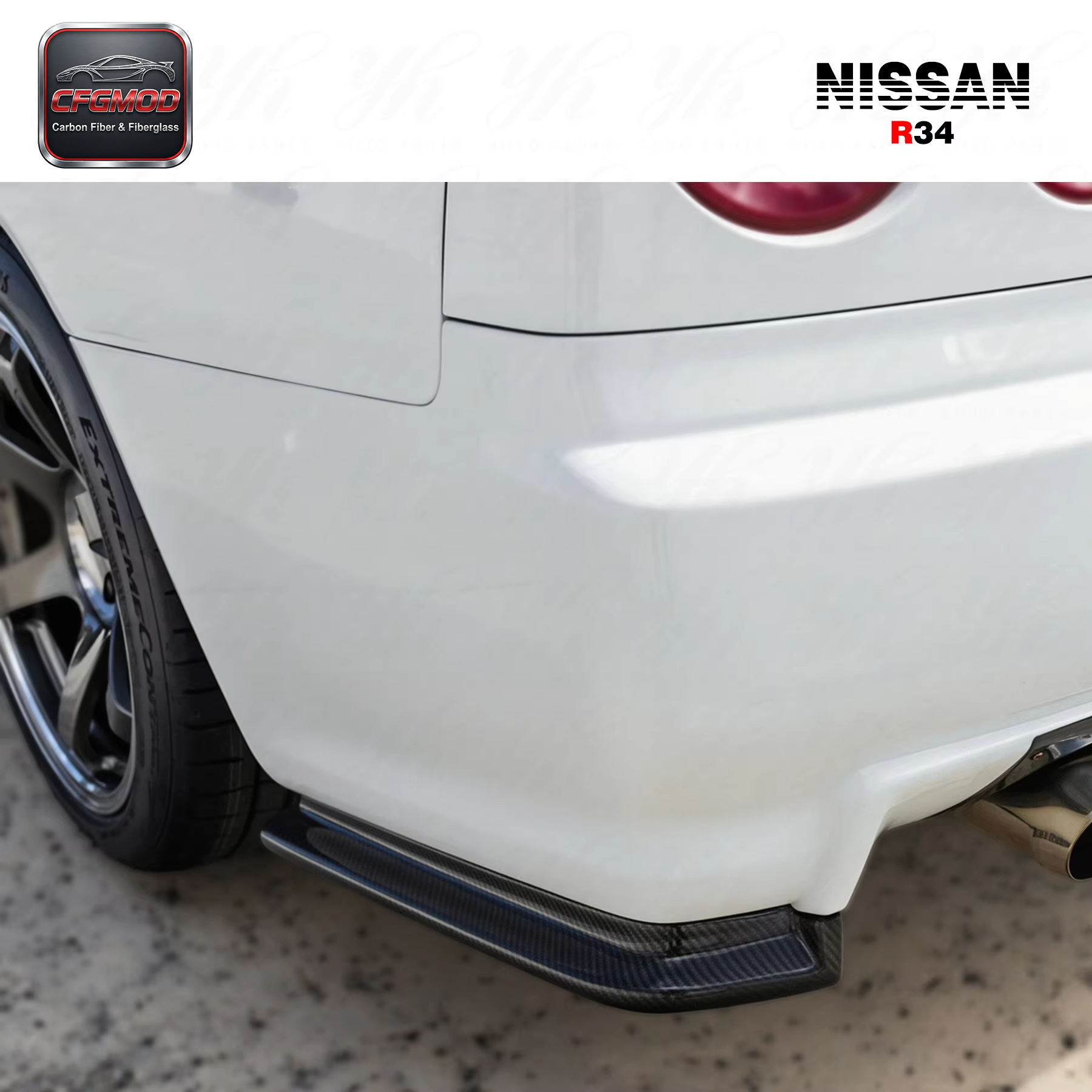 High Quality Black for 1999-2002 Skyline R34 GTR Nism NI Style Carbon Fiber Rear Spats 100% Fitment — 5
