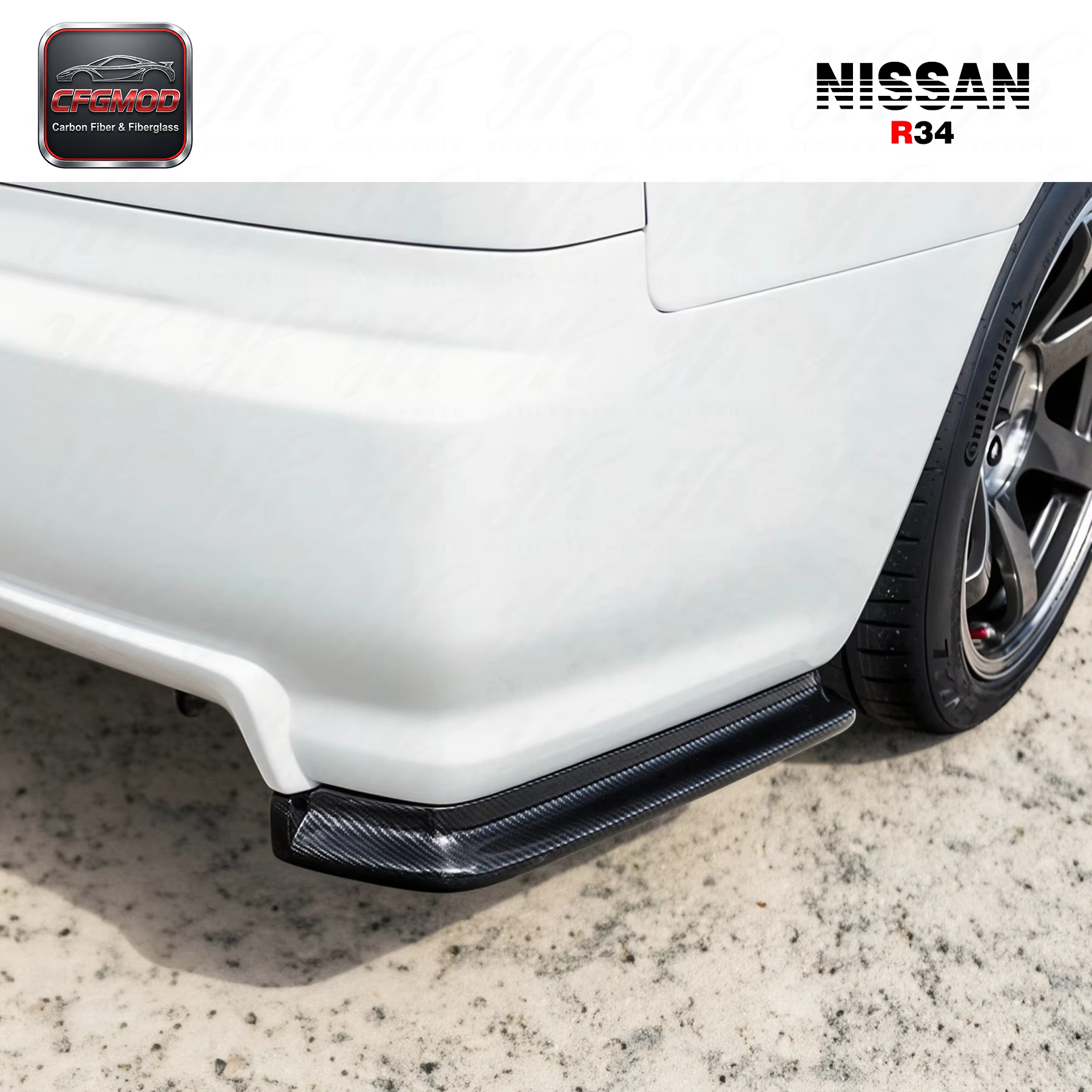 High Quality Black for 1999-2002 Skyline R34 GTR Nism NI Style Carbon Fiber Rear Spats 100% Fitment — 6