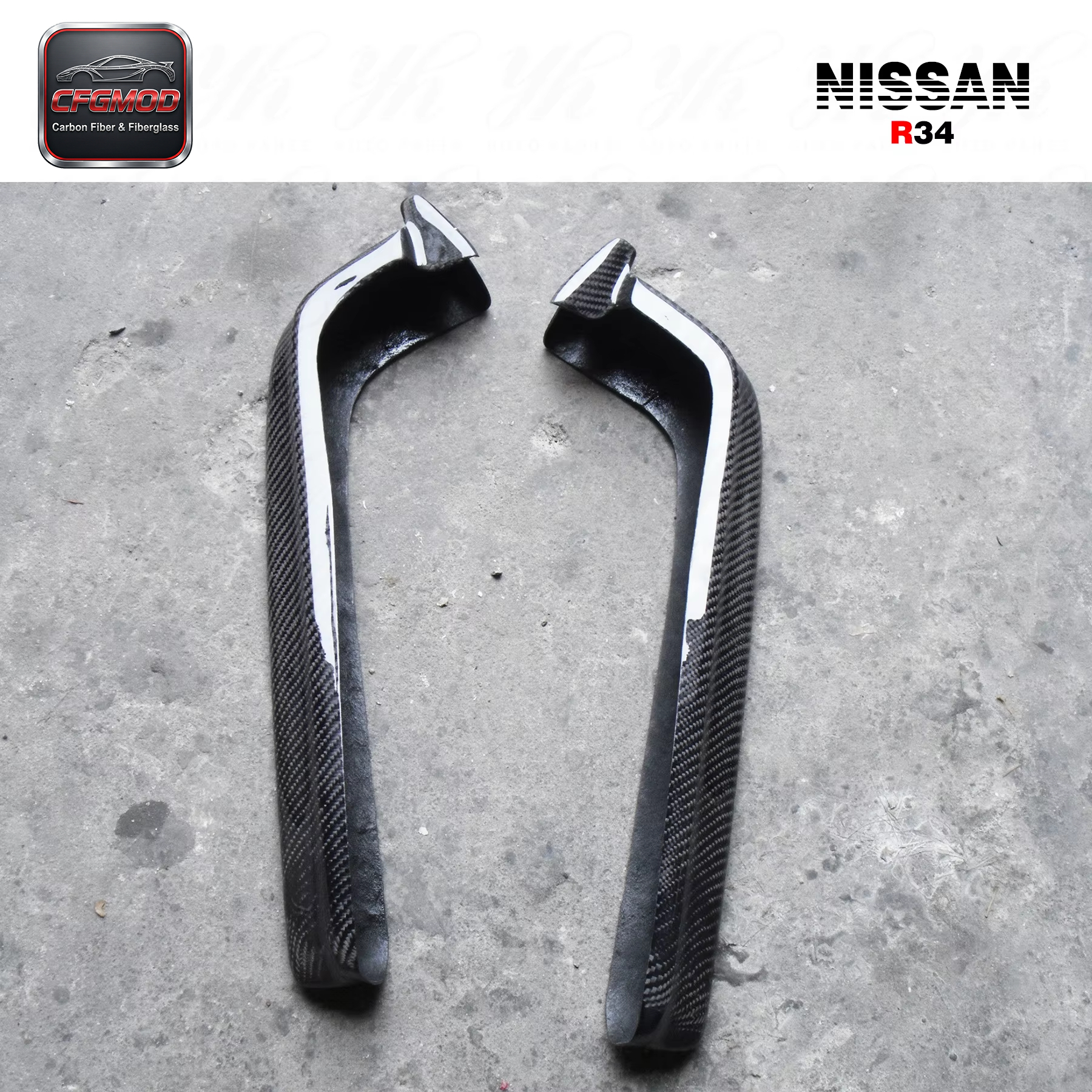 High Quality Black for 1999-2002 Skyline R34 GTR Nism NI Style Carbon Fiber Rear Spats 100% Fitment — 7