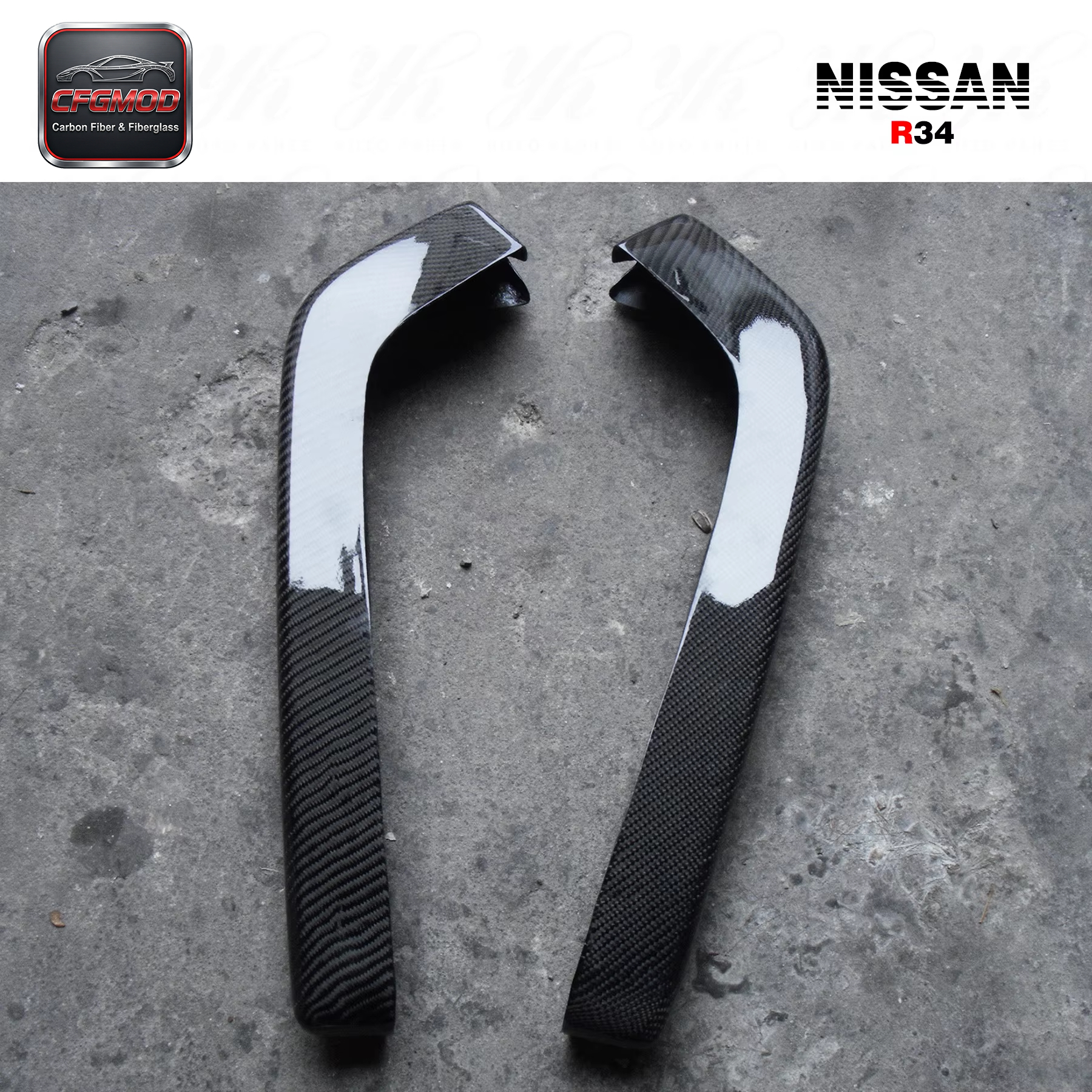 High Quality Black for 1999-2002 Skyline R34 GTR Nism NI Style Carbon Fiber Rear Spats 100% Fitment — 9