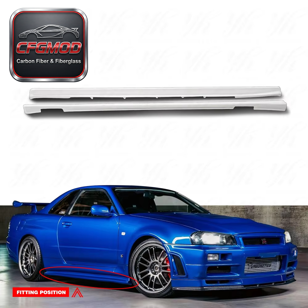 Glass Fiber Side Skirt Extension Spat Extension Addon 189cm Fit for FRP 1999-2002 Skyline R34 GTR NI Style — 2
