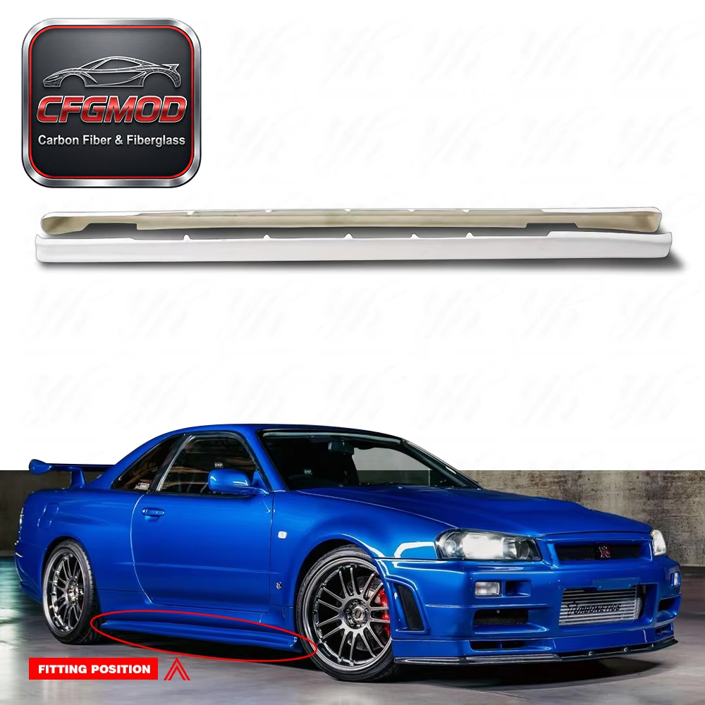 Glass Fiber Side Skirt Extension Spat Extension Addon 189cm Fit for FRP 1999-2002 Skyline R34 GTR NI Style — 4