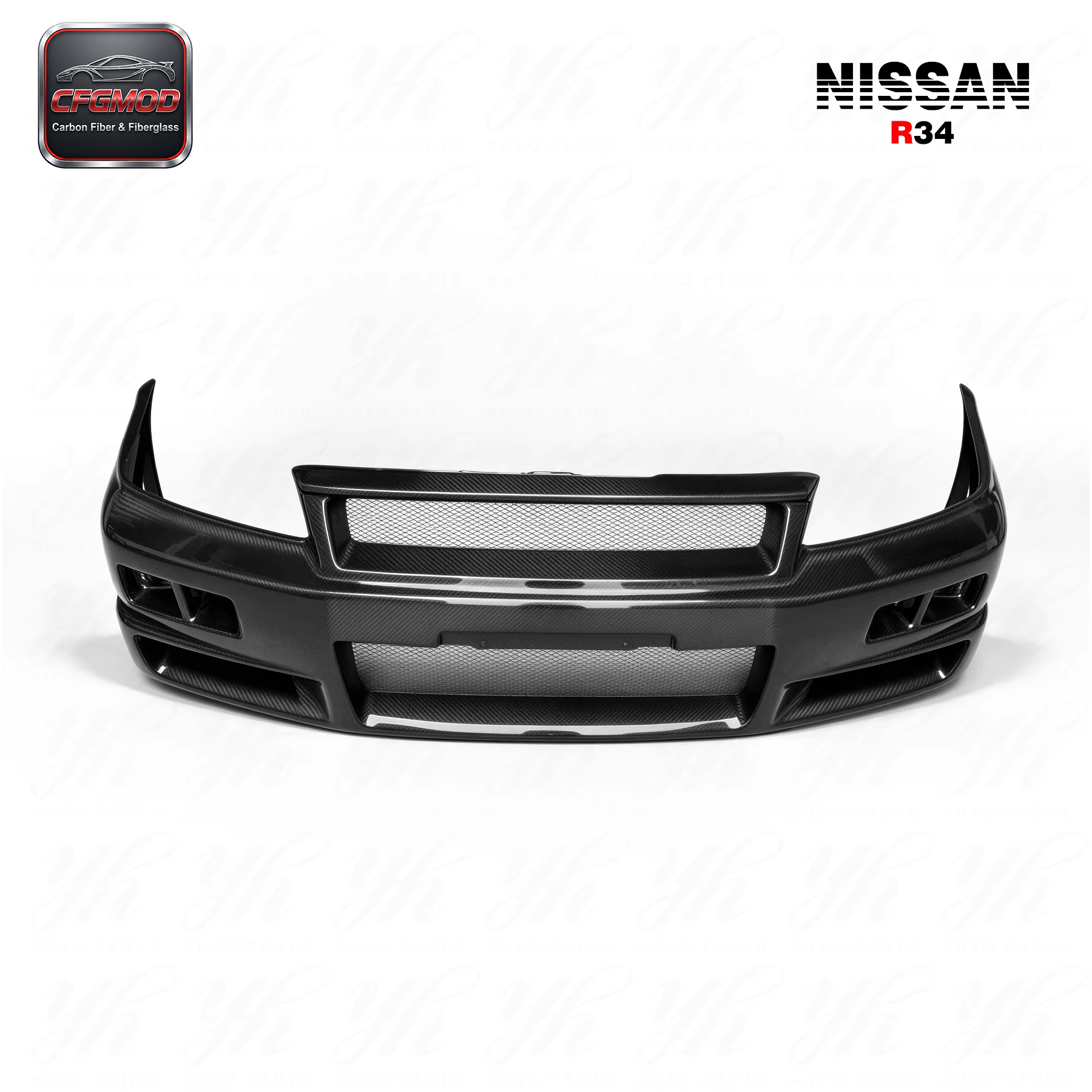 Completely Upgraded and Modified for Skyline R34 GTR Carbon Fiber Front Bumper — 2