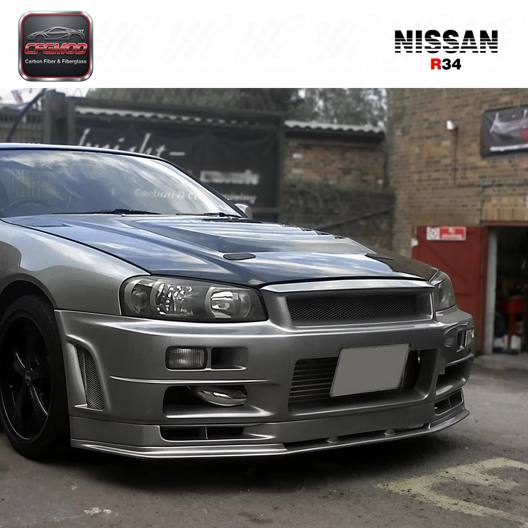 Completely Upgraded and Modified for Skyline R34 GTR Carbon Fiber Front Bumper — 3