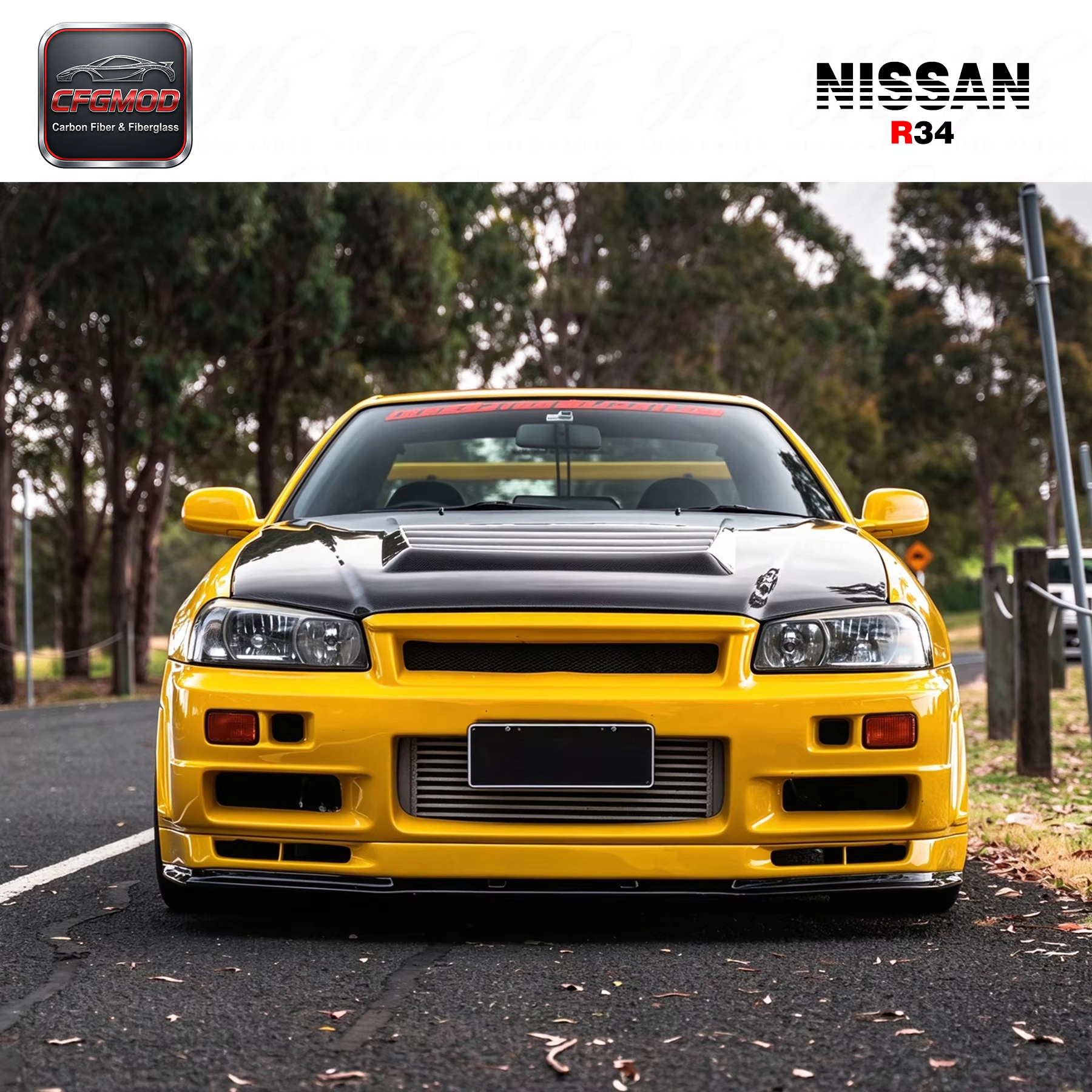 Completely Upgraded and Modified for Skyline R34 GTR Carbon Fiber Front Bumper — 5