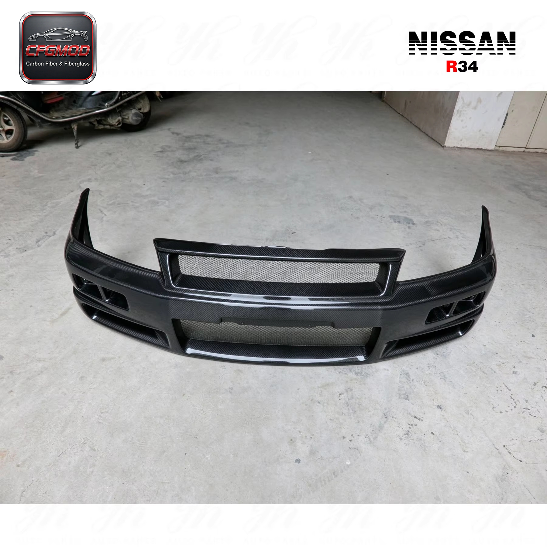 Completely Upgraded and Modified for Skyline R34 GTR Carbon Fiber Front Bumper — 9
