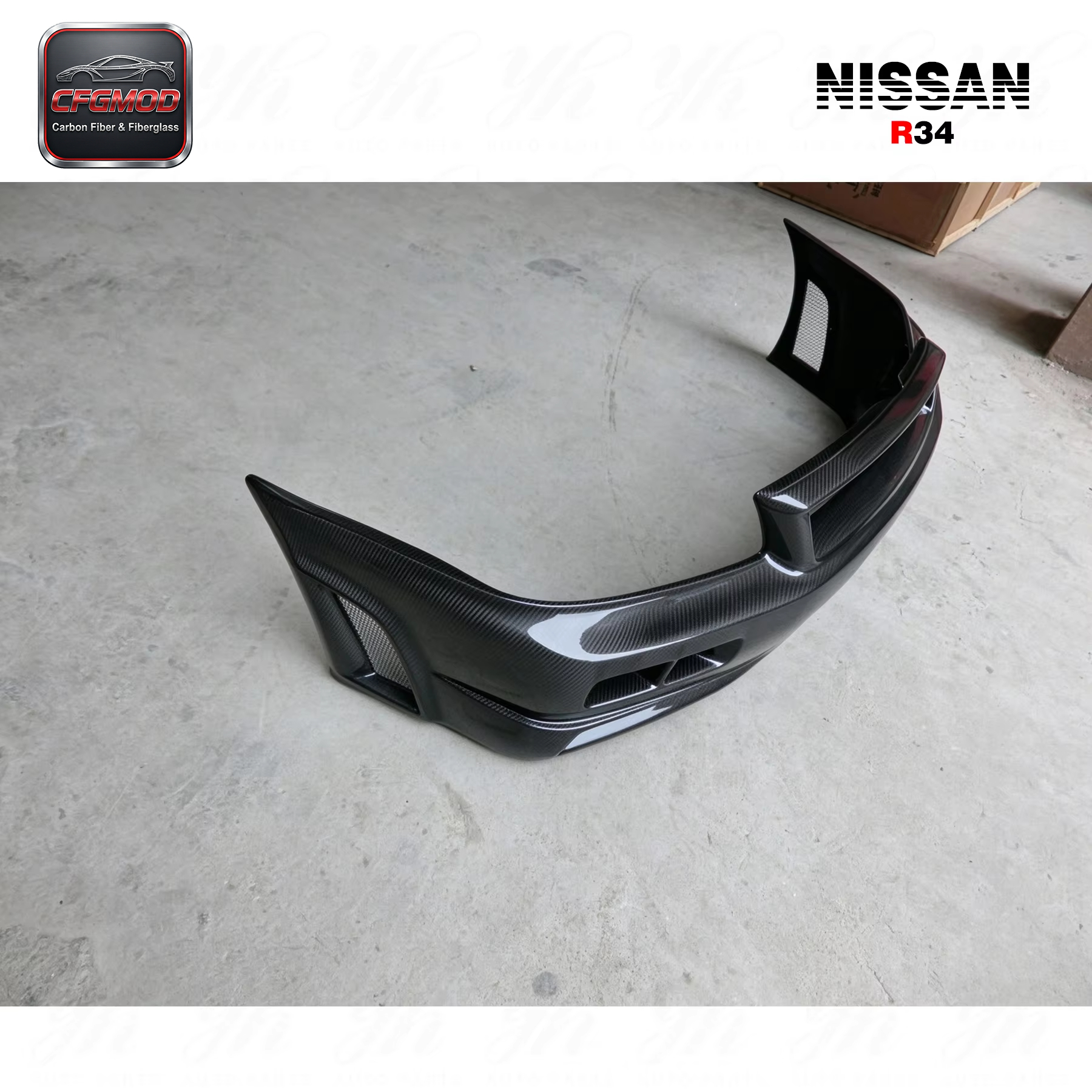 Completely Upgraded and Modified for Skyline R34 GTR Carbon Fiber Front Bumper — 10