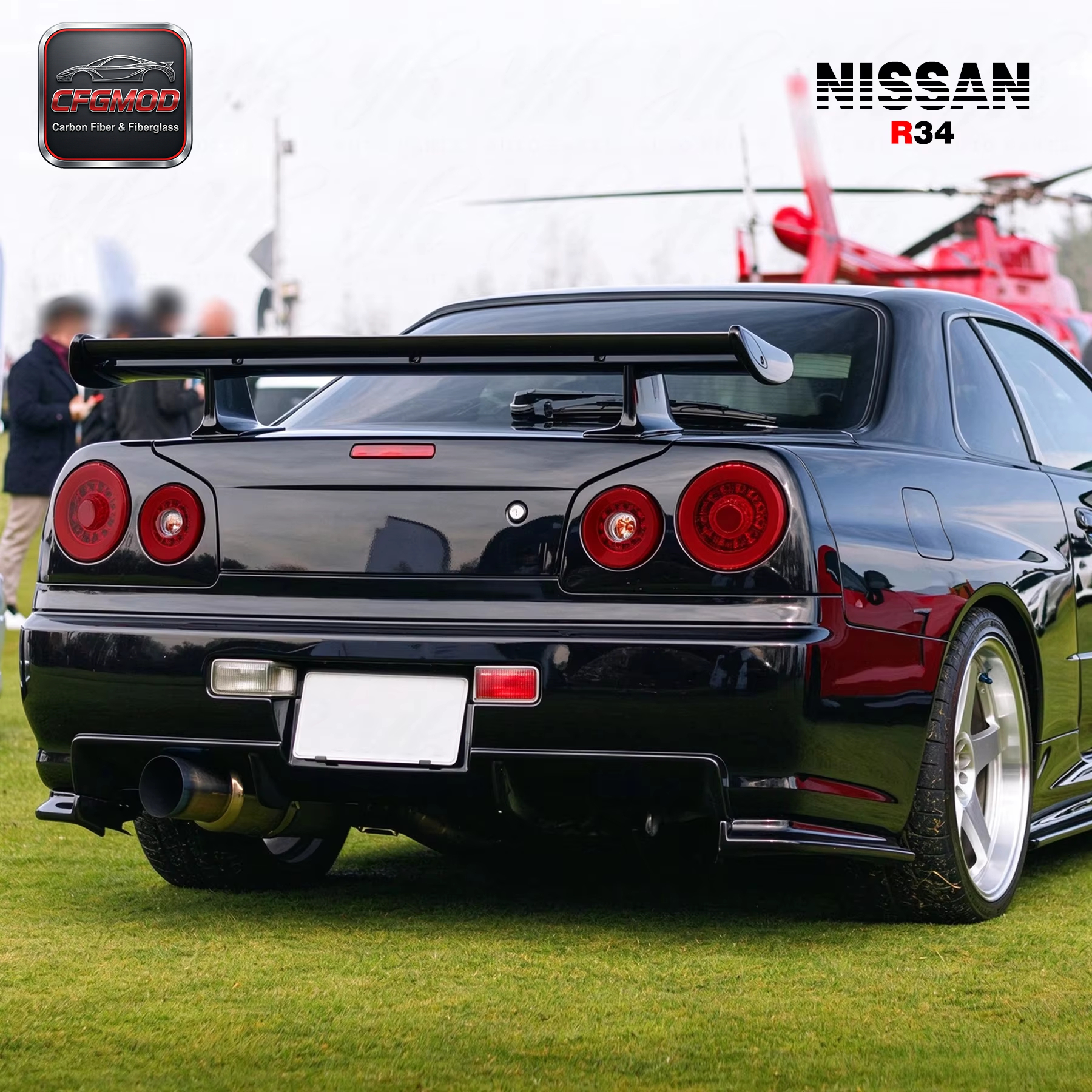 OEM Style Rear Trunk Bootlid Tailgate Break Light Lamp Cutout for 1999-2002 for Skyline R34 GT-R Black — 4