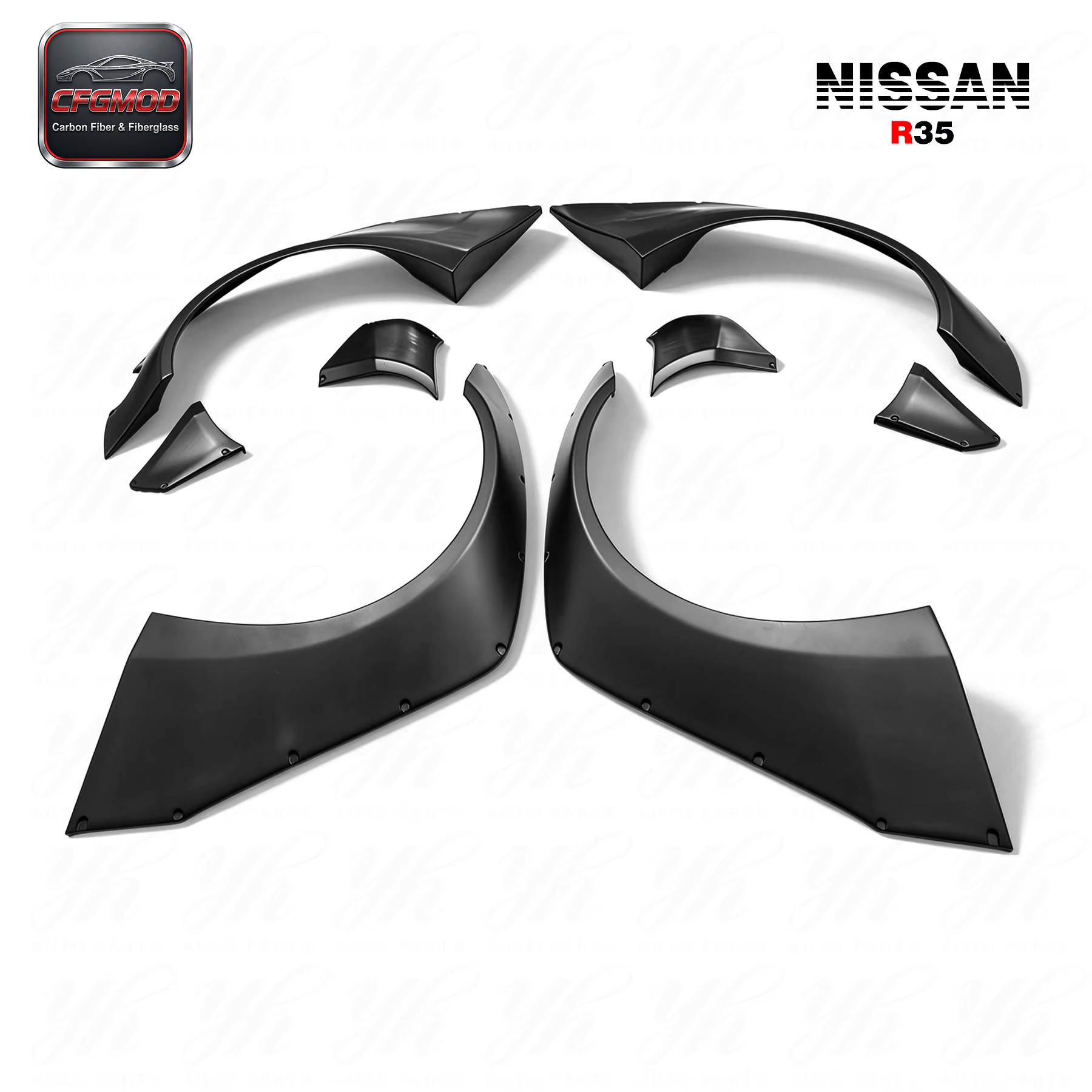 For 08-14 Skyline R35 GTR GTR35 Liberty Walk Style 8 PCS Glass Fiber Front & Rear Fender — 2