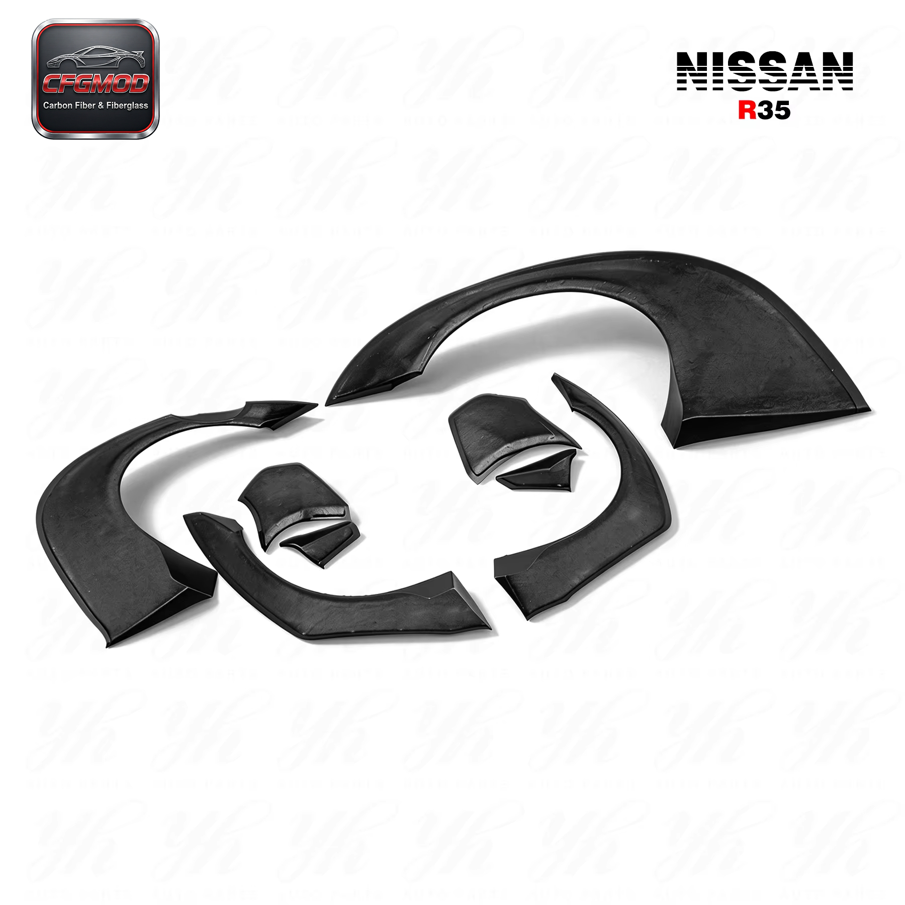 For 08-14 Skyline R35 GTR GTR35 Liberty Walk Style 8 PCS Glass Fiber Front & Rear Fender — 3