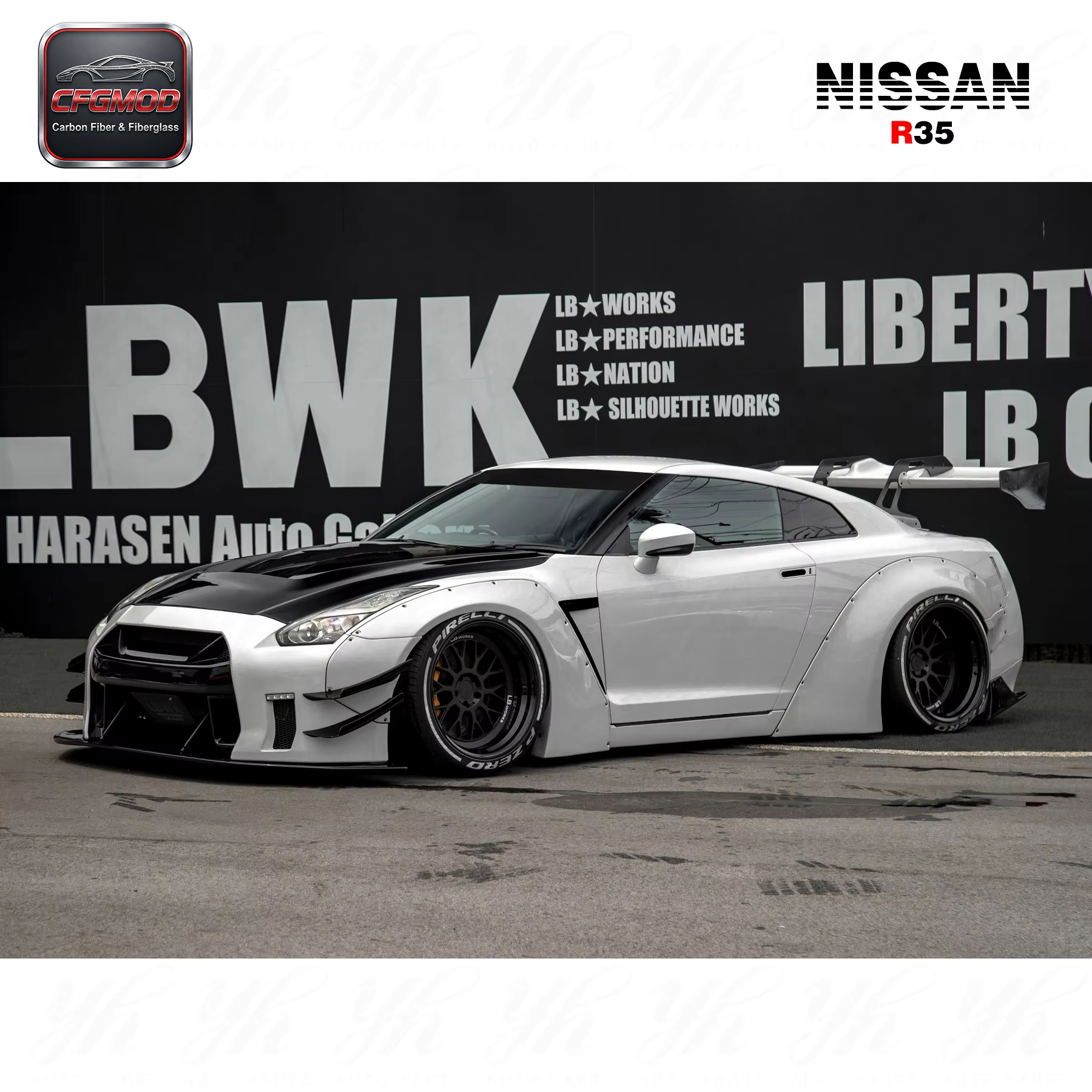 For 08-14 Skyline R35 GTR GTR35 Liberty Walk Style 8 PCS Glass Fiber Front & Rear Fender — 4
